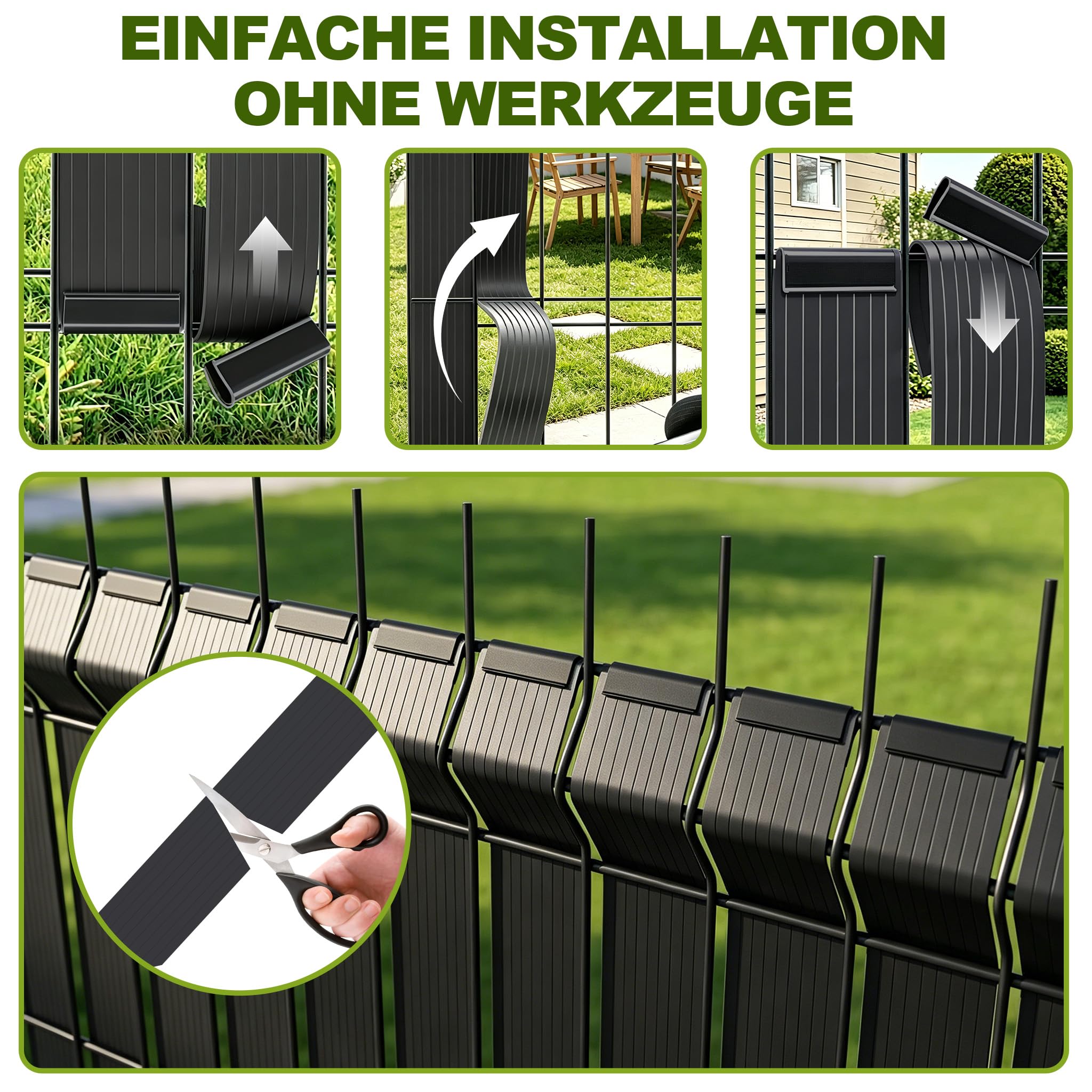 YRHome 35m Bandes de Protection visuelle PVC 4,7cm 1,64㎡ pour Grillage Double Fil, résistant UV & intempéries, occultant Jardin Balcon terrasse, 50 Clips de Fixation Inclus, Anthracite