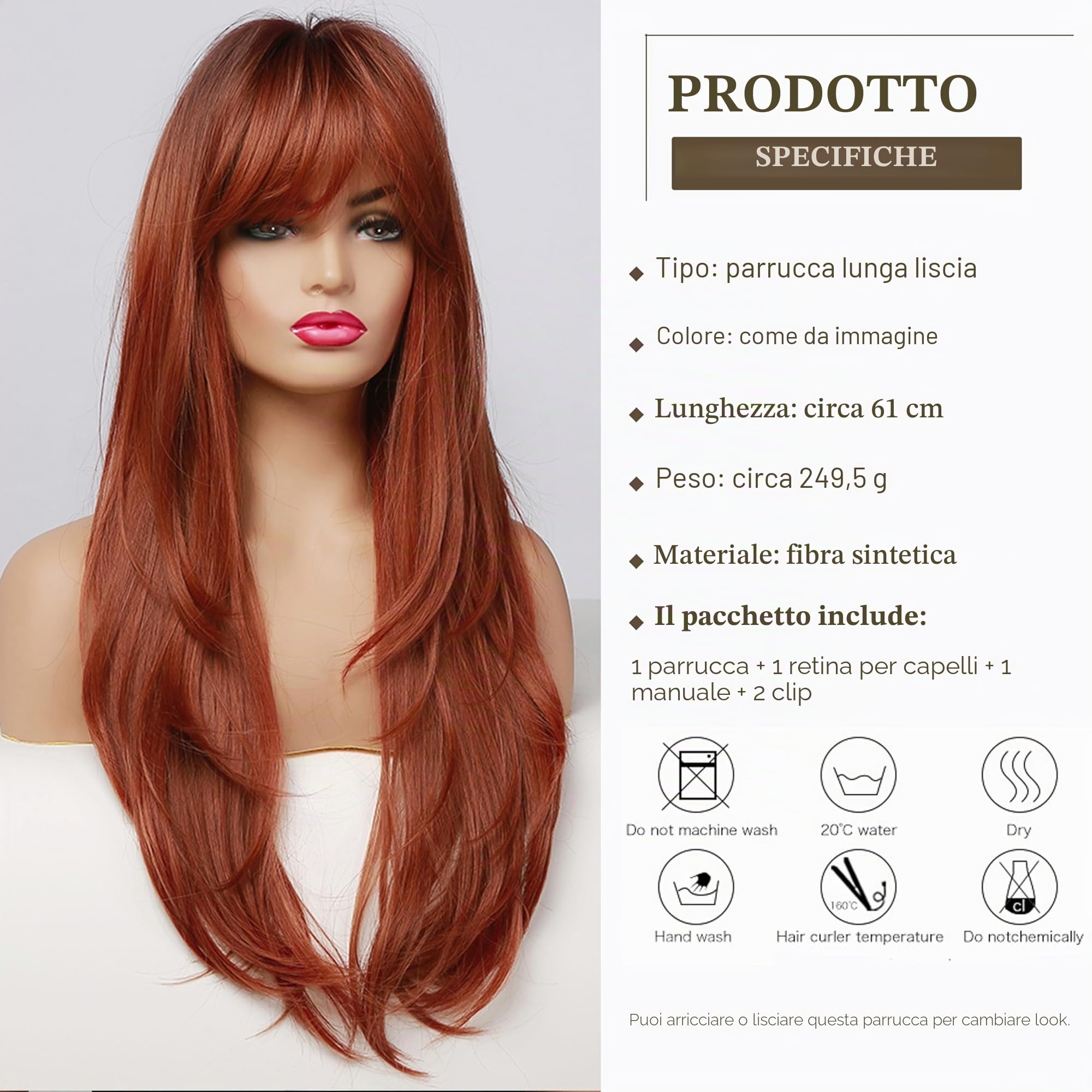 Esmee 24 pollici lungo dritto Auburn stratificato naturale parrucche capelli sintetici per le donne con radici scure per uso quotidiano del partito
