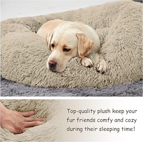 Miniatura 5 de ANWA - Cama redonda para perro mediano, lavable, cama tipo dona para perro grande, cómoda, acogedora y relajante