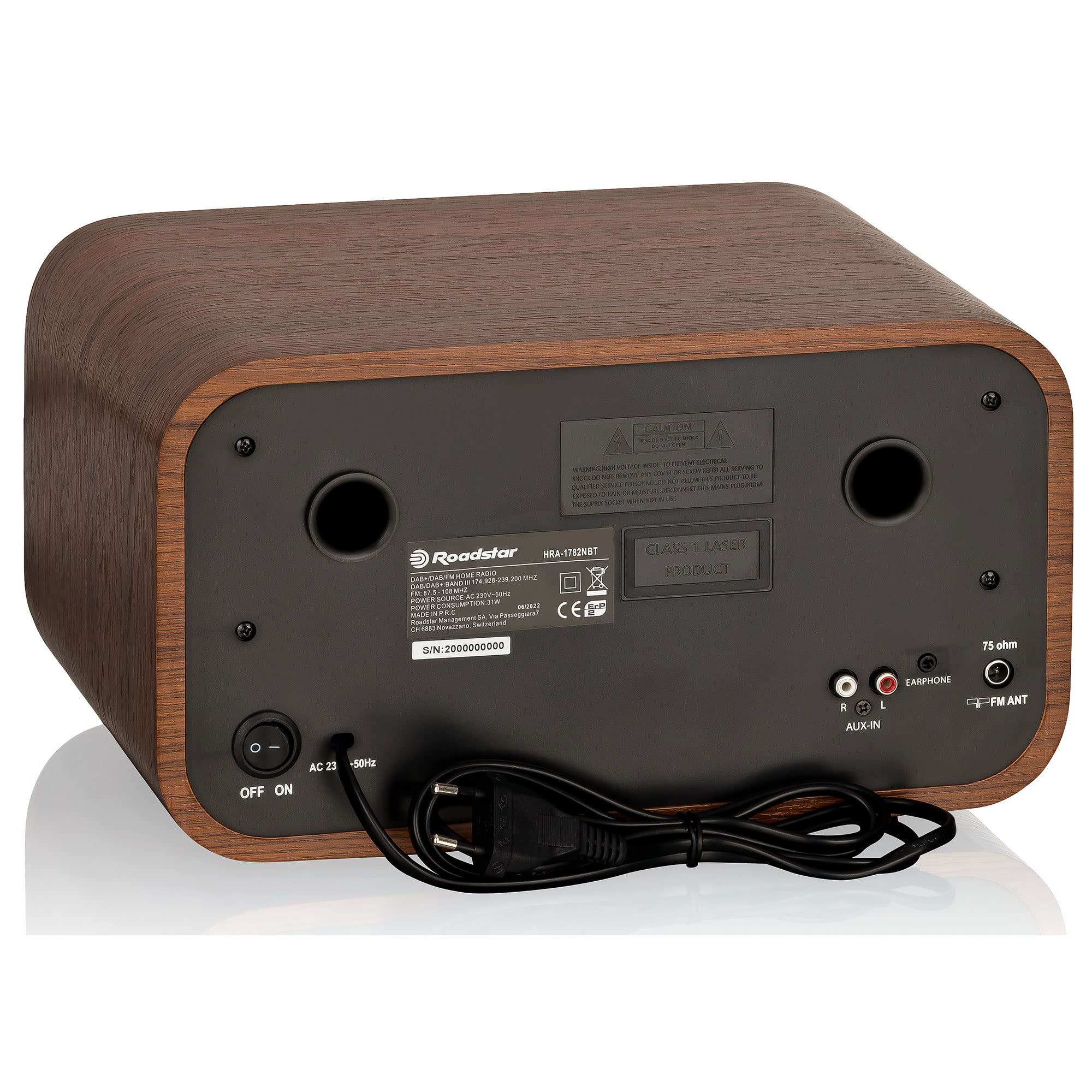 Roadstar HRA1782ND+BK Sistema Micro Vintage Radio DAB DAB+ FM CD MP3 Bluetooth Stereo Nero