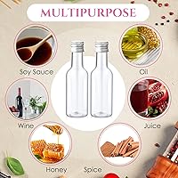 Vista 5 de Yinder 100 botellas pequeñas de licor de 1.7 onzas a granel, pequeñas botellas vacías de plástico con tapas, embudos de papel Kraft, cuerdas