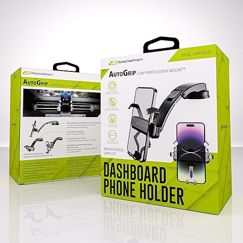 Miniatura 6 de Bracketron AutoGrip - Soporte de teléfono de perfil bajo para automóvil con succión TemperBond, operación con una sola mano, soporte universal para