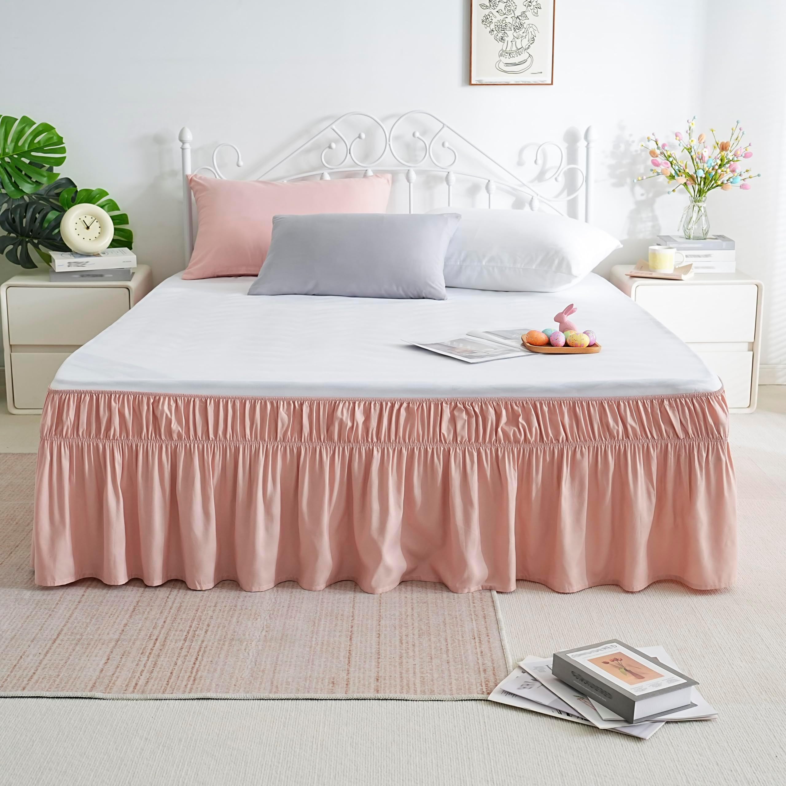Amazon.com: Toodou Queen Pink Bed Skirt – Hotel-Quality Ruffles for ...