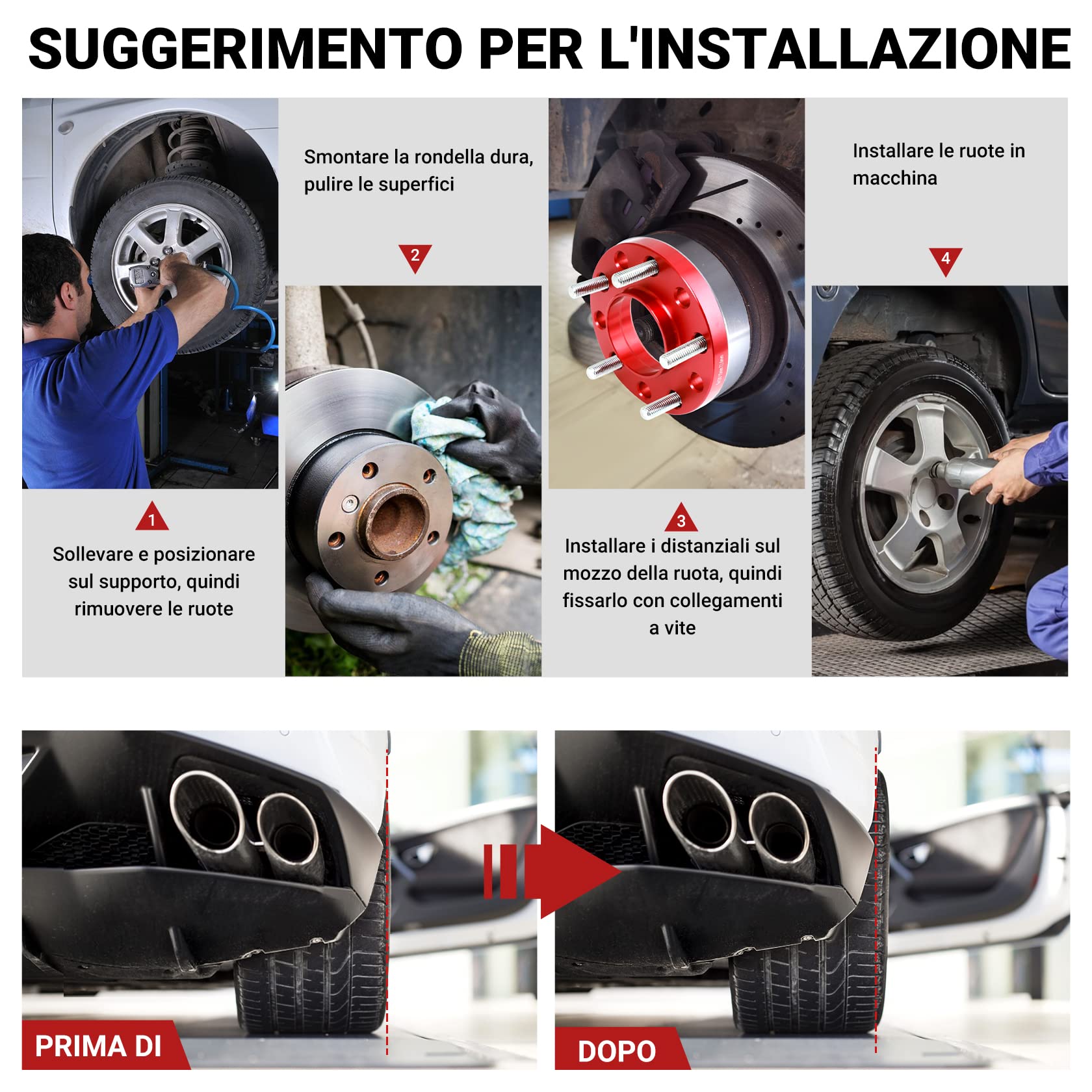 CarBole Distanziali ruote 5x120mm & 15mm con bullone:M12x1.5 | NLB: 72,56 mm, Compatibile con BMW ecc. (2 Pezzi | Rosso | Numero di Fori 10)