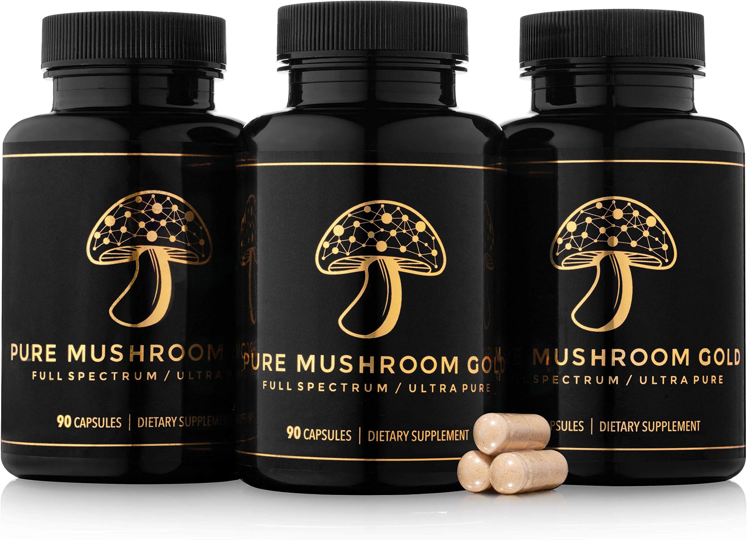 Mushroom Supplement Blend by Pure Mushroom Gold - Lions Mane Mushroom Supplement with Shitake Mushroom, Reishi Mushroom, Cordyceps, and Turkey Tail - Superfood Mushroom Complex