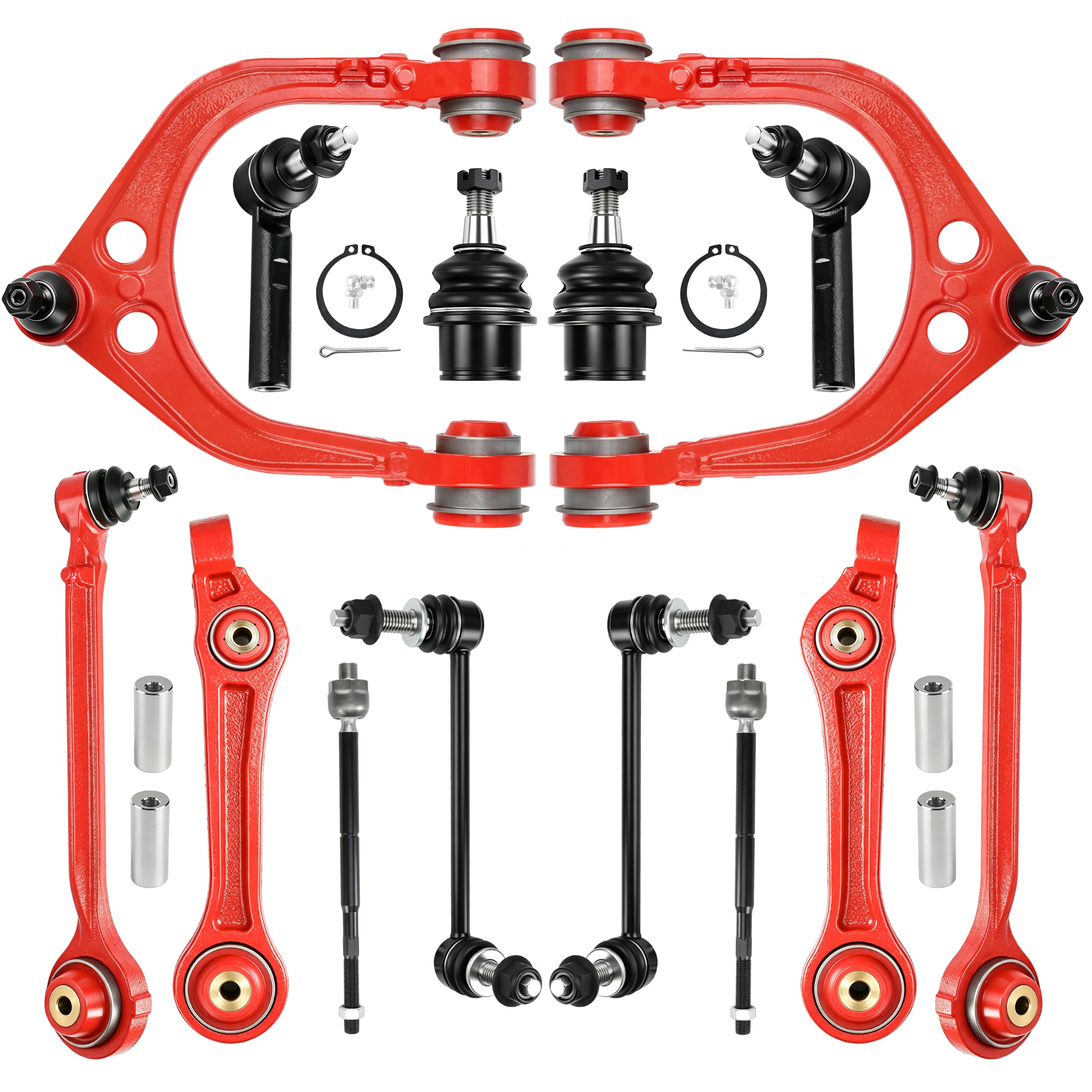 View 1 of 14PCS Front End Suspension Kit for 2005-2010 Chrysler 300 RWD, 2006-2010 Dodge Charger RWD, 2008-2010 Challenger RWD, 2005-2008 Magnum RWD - Red