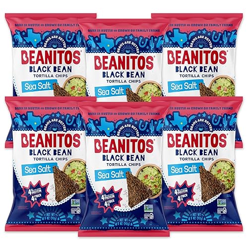Beanitos Skinny Dippers Baked Legumbres blancas y negras.