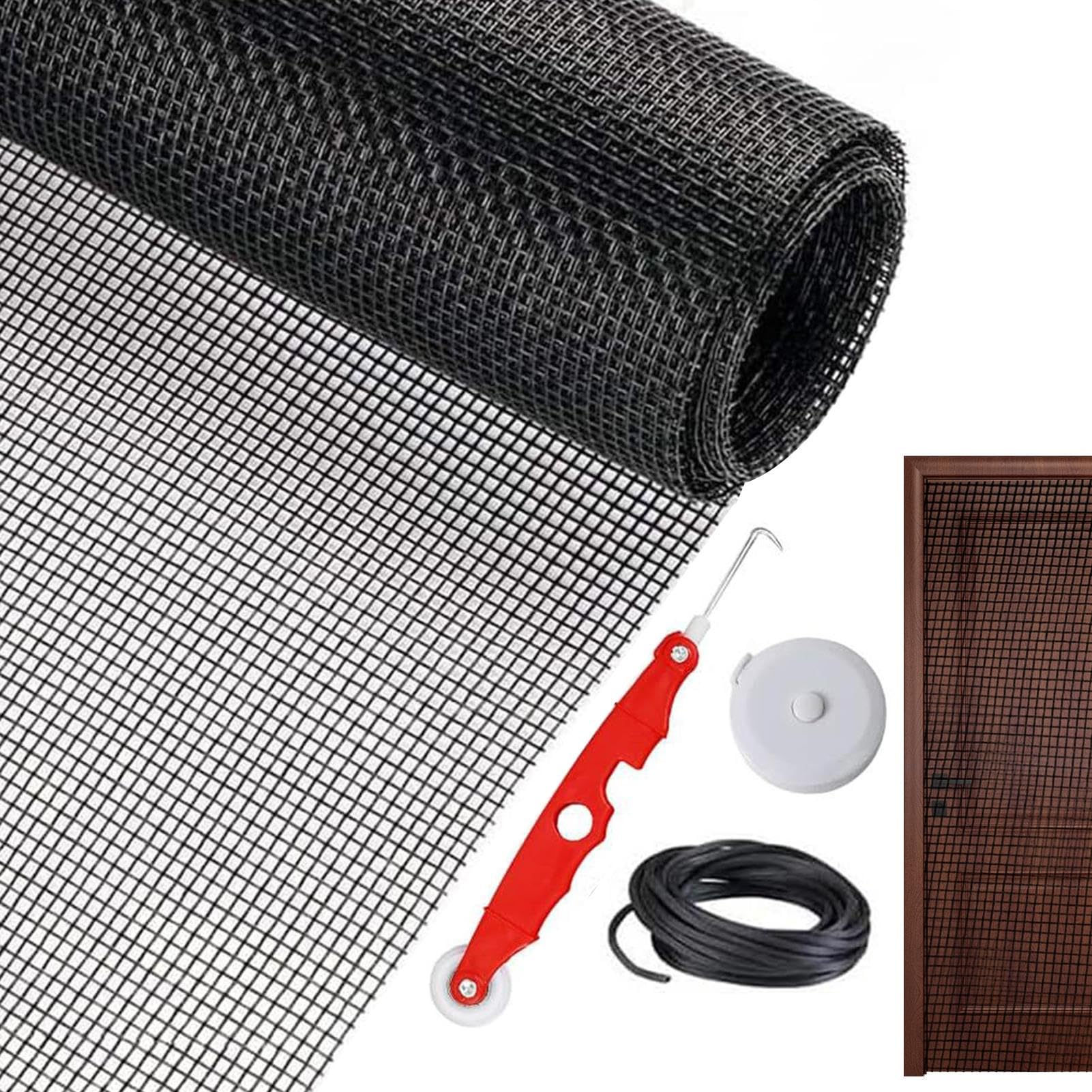 Moustiquaire de rechange pour fenêtre et porte coulissante - Kit de réparation rouleau maille