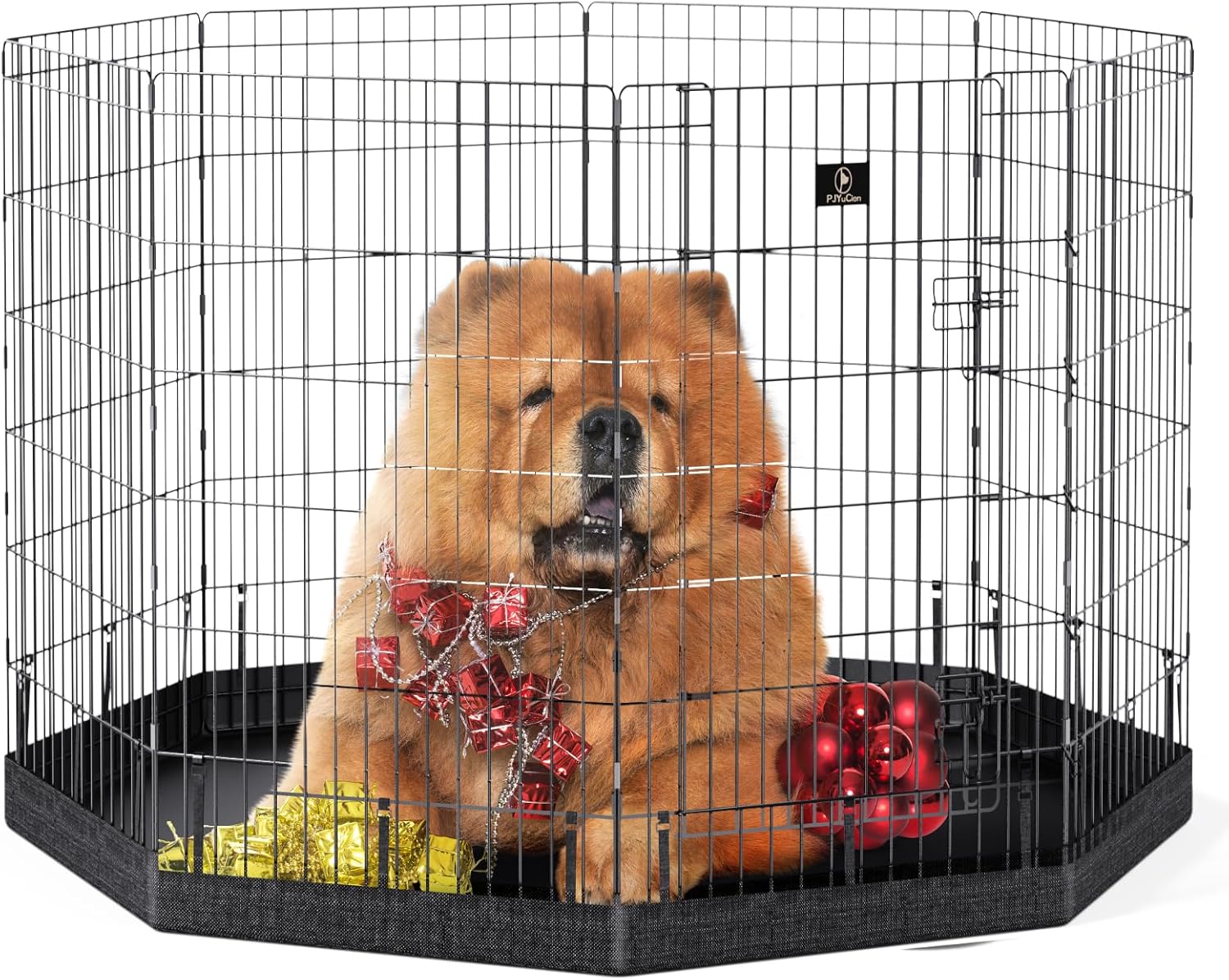 PJYuCien Dog Playpen, 8 Panels 42’’H Dog Pens Indoor with Bottom Pad, Metal Foldable Pet Puppy Exercise Fence Crate Kennel, Better for Medium and Big Animals,Black 42"H Playpen+Bottom Pad