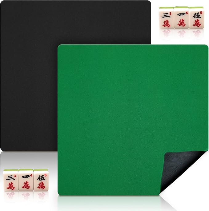 Oudain 2 Pack Mahjong Table Mat 32.7 x 32.7 Inch Game Mat Rubber Anti Slip Playmat