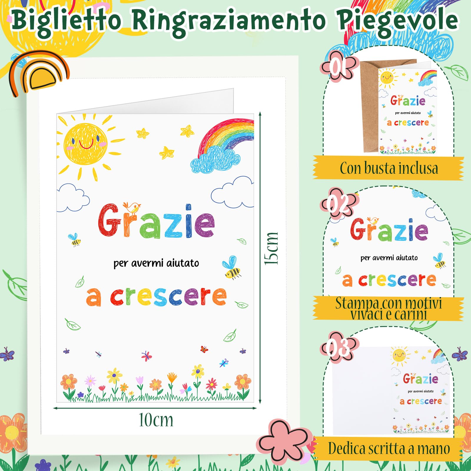 Otuuz Set di Regali di Ringraziamento per Insegnanti, Educatori Portachiavi per Maestra Portachiavi con Ciondolo Mela Biglietto di Ringraziamento Arcobaleno con Busta Regalo d'Addio per Asilo Nido