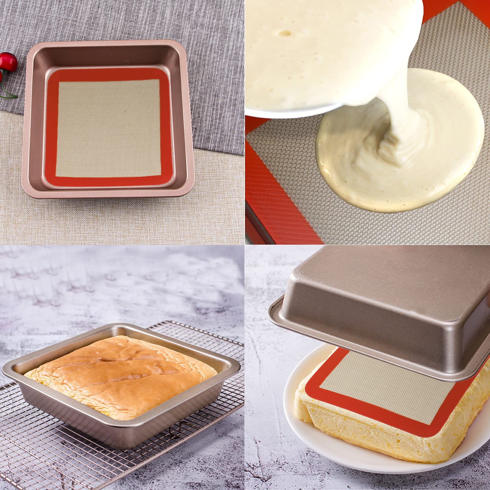 Tappetini in silicone per teglie da 20,3 cm, antiaderenti, riutilizzabili, per teglia da forno, per macaron/pasticceria/biscotti/pizza, 2 pezzi