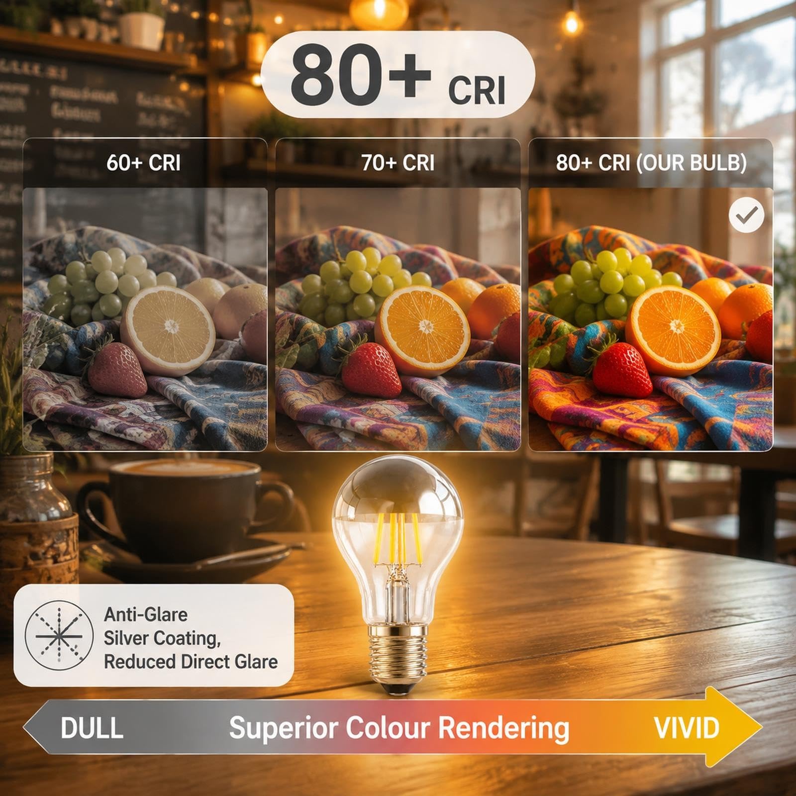 Bombilla Filamento LED E27, A60 4W 220lm, 6000K Luz Fría, No Regulable