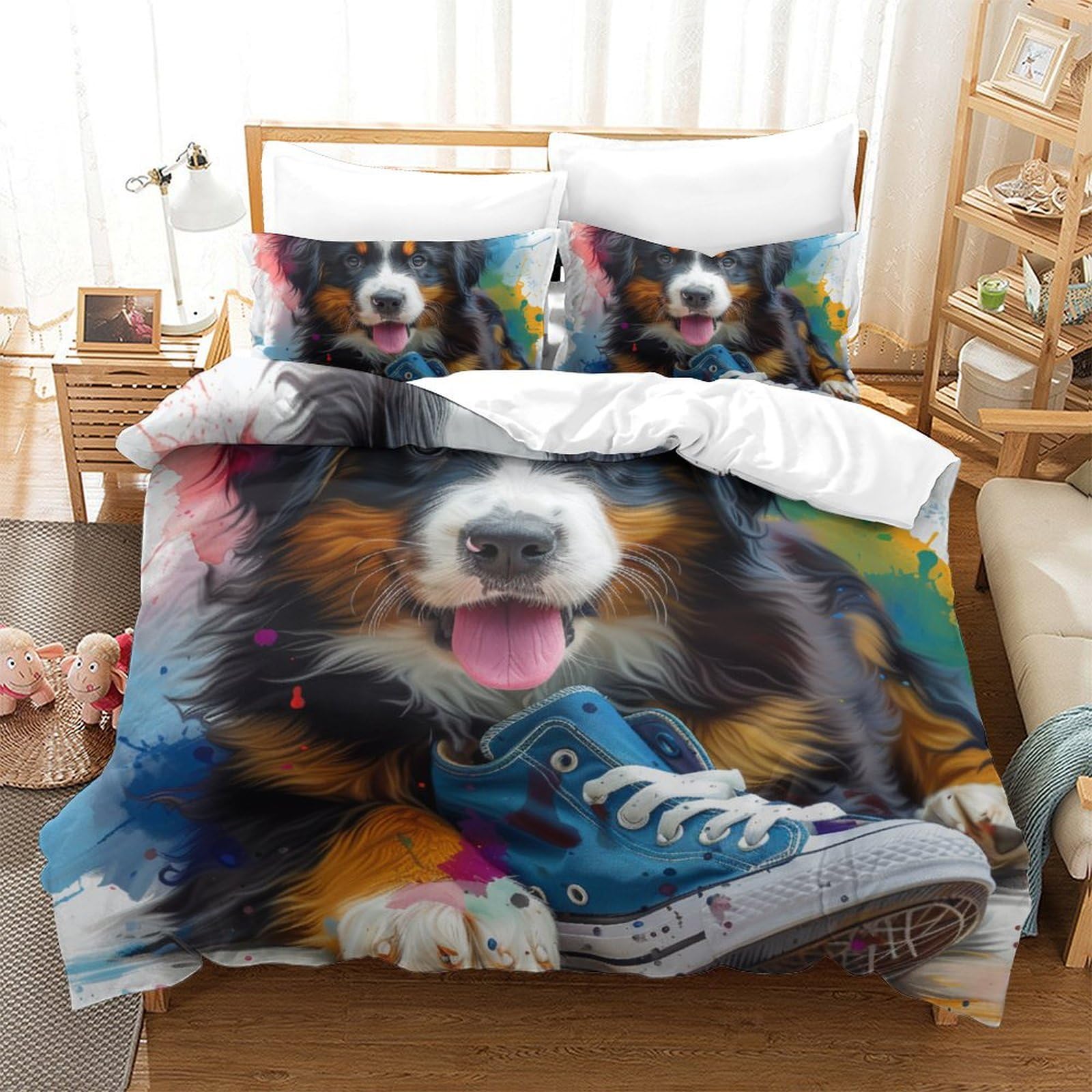 Housse de couette chien Berger Allemand parure lit microfibre