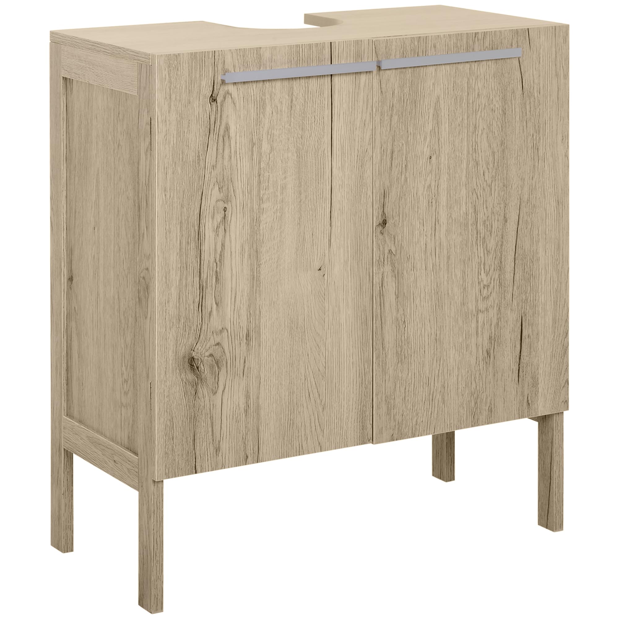 HOMCOM Meuble Salle de Bain sous lavabo - Meuble sous-​Vasque - Placard 2 Portes avec étagère - dim. 60L x 30l x 70H cm - MDF Imitation Bois Gris