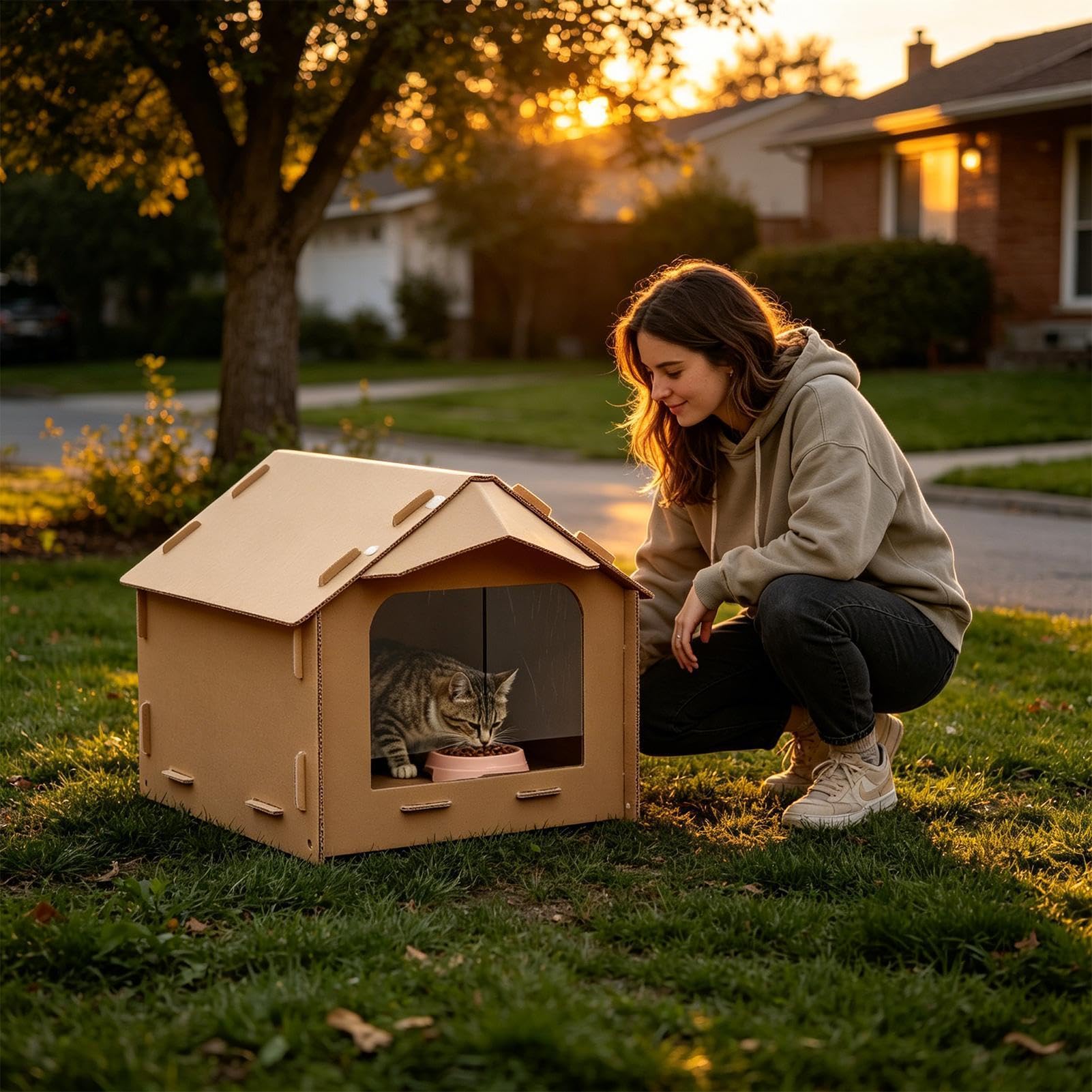 Katzen-Futterhaus für Draußen Winddichtes und Wetterfestes und Regenfestes