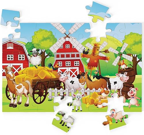 Daadu'n'Didi 48 Piece Jumbo Farm Animal Puzzle for Kids Ages 3-5, Large Floor Puzzle for Toddlers, 2 ft x 3 ft Big Pieces, Screen-Free Educational Toy, 4 Year Old Puzzle Gift