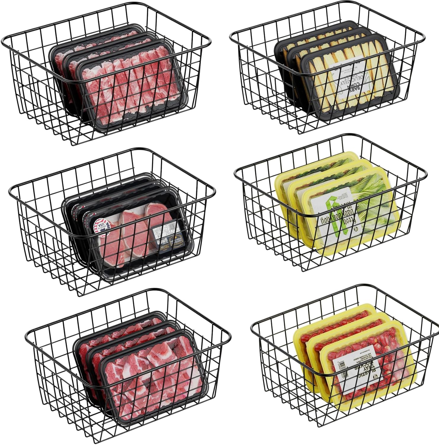 iSPECLE Freezer Storage Bins 6 Pack Small Freezer Bins