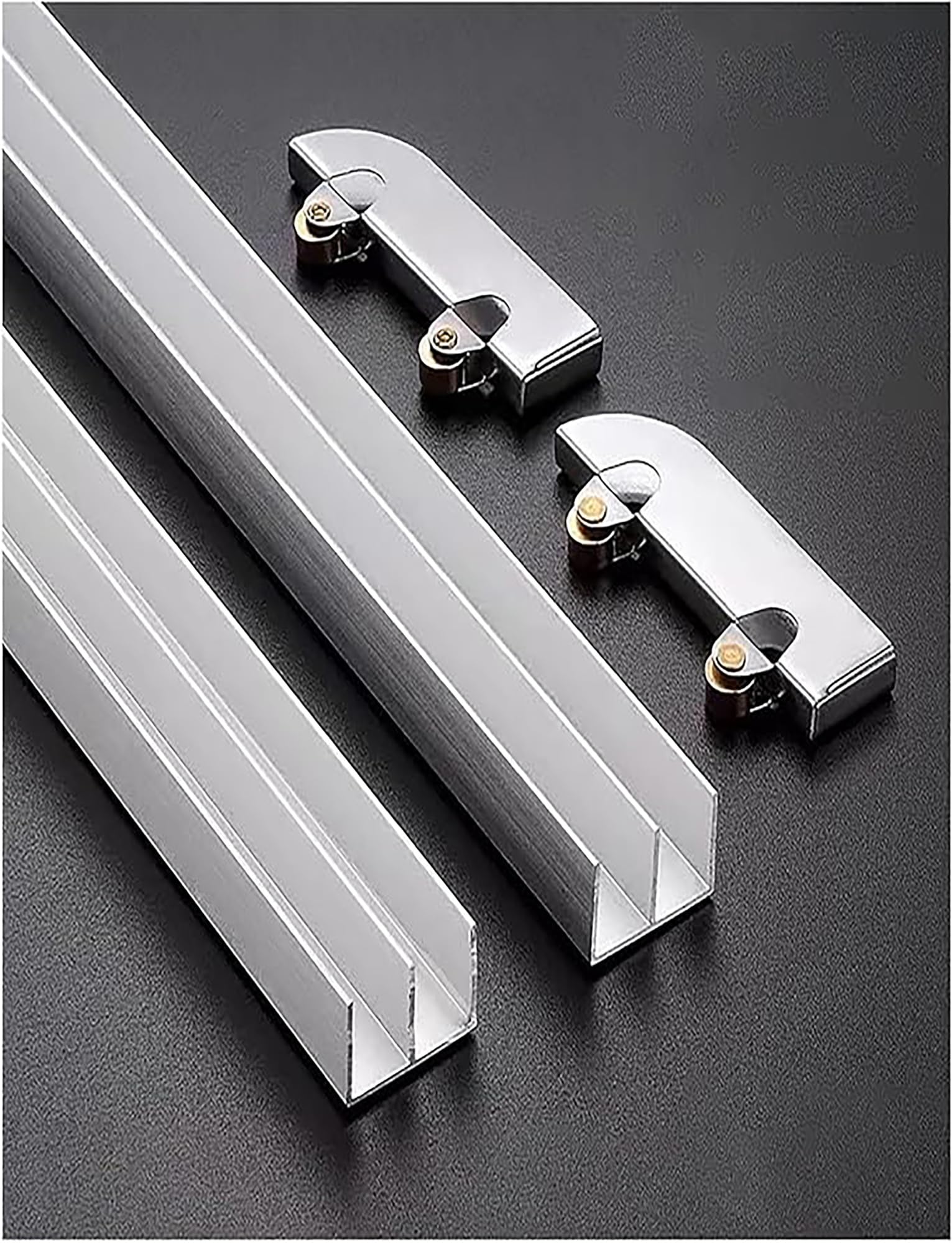 Generisch Acrylglasschiene, verdickte 5–8 mm Glasschiebetür, Doppelschienen-Vitrinenschiene, Zubehör for Schienenräder aus Aluminiumlegierung(130cm/51in)