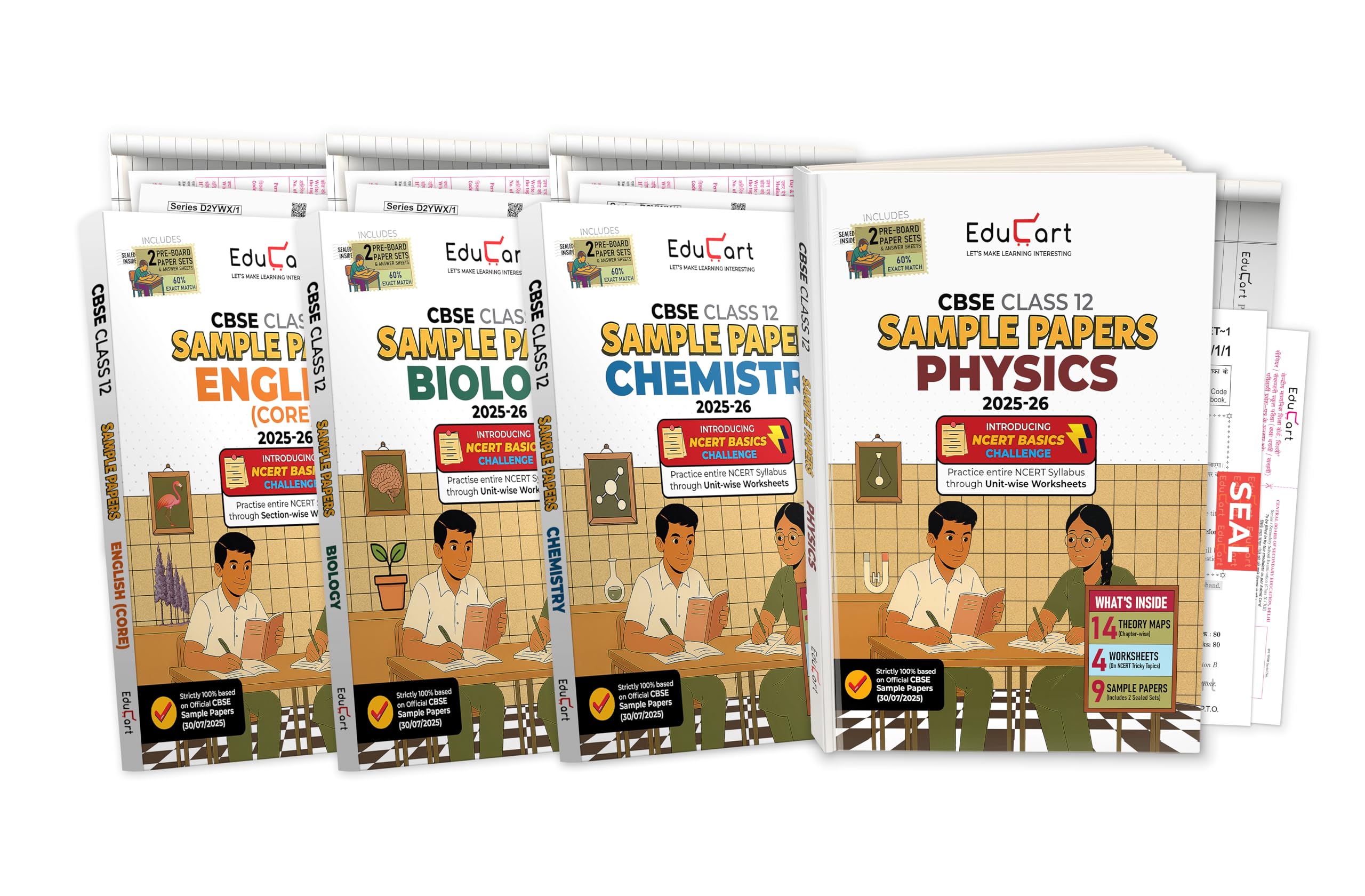 Educart CBSE Sample Paper Class 12 2025-26 - Physics, Chemistry, Biology, & English (Based on latest CBSE Sample Papers Released on 30-07-25) Set for 4 books For 2026 Board Exam Product Bundle – 17 September 2025