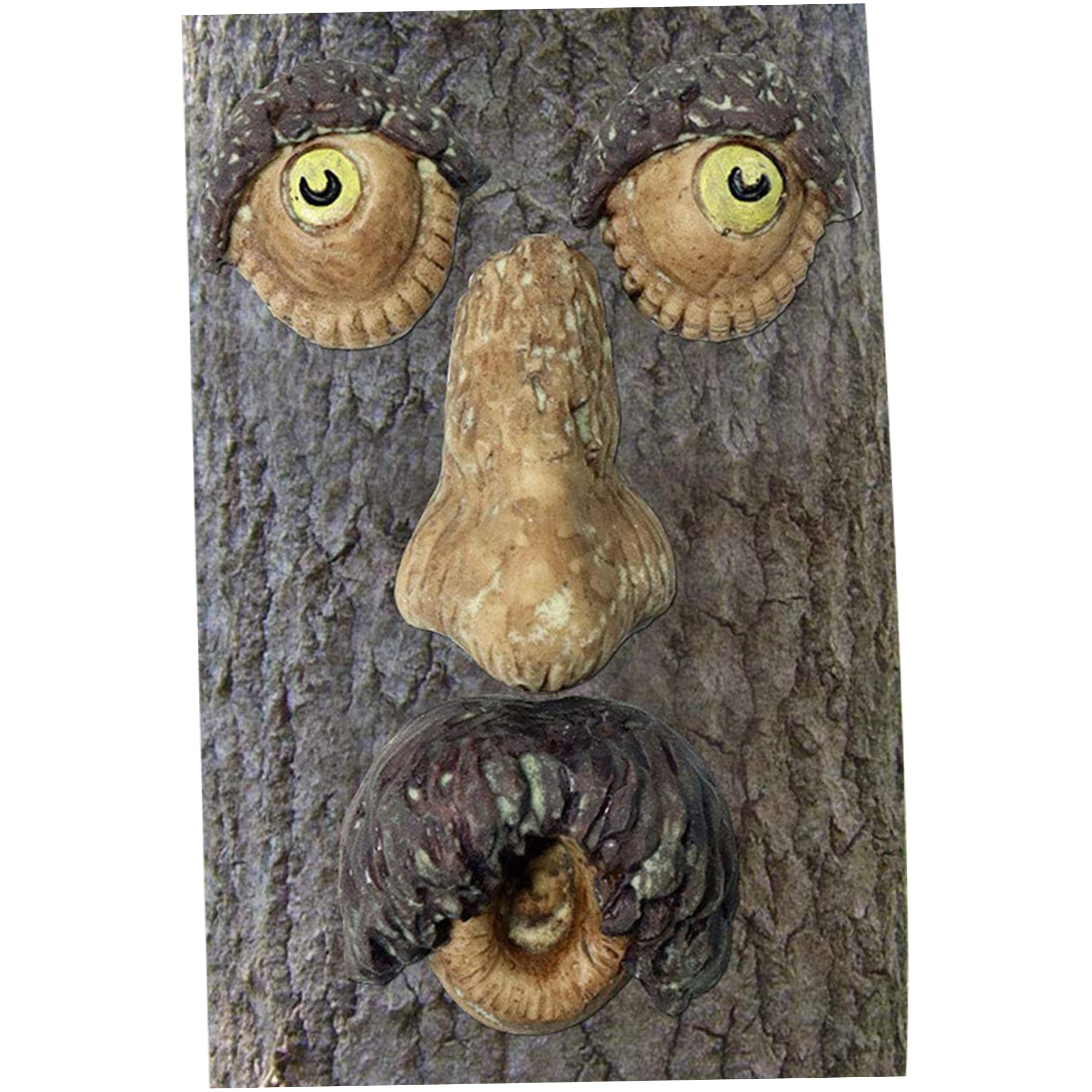 Takingup Tree Faces 1 Set Funny Old Man Resin Tree Art Luminous Weather Proof Decor Decorations Outdoor for Yard Garden