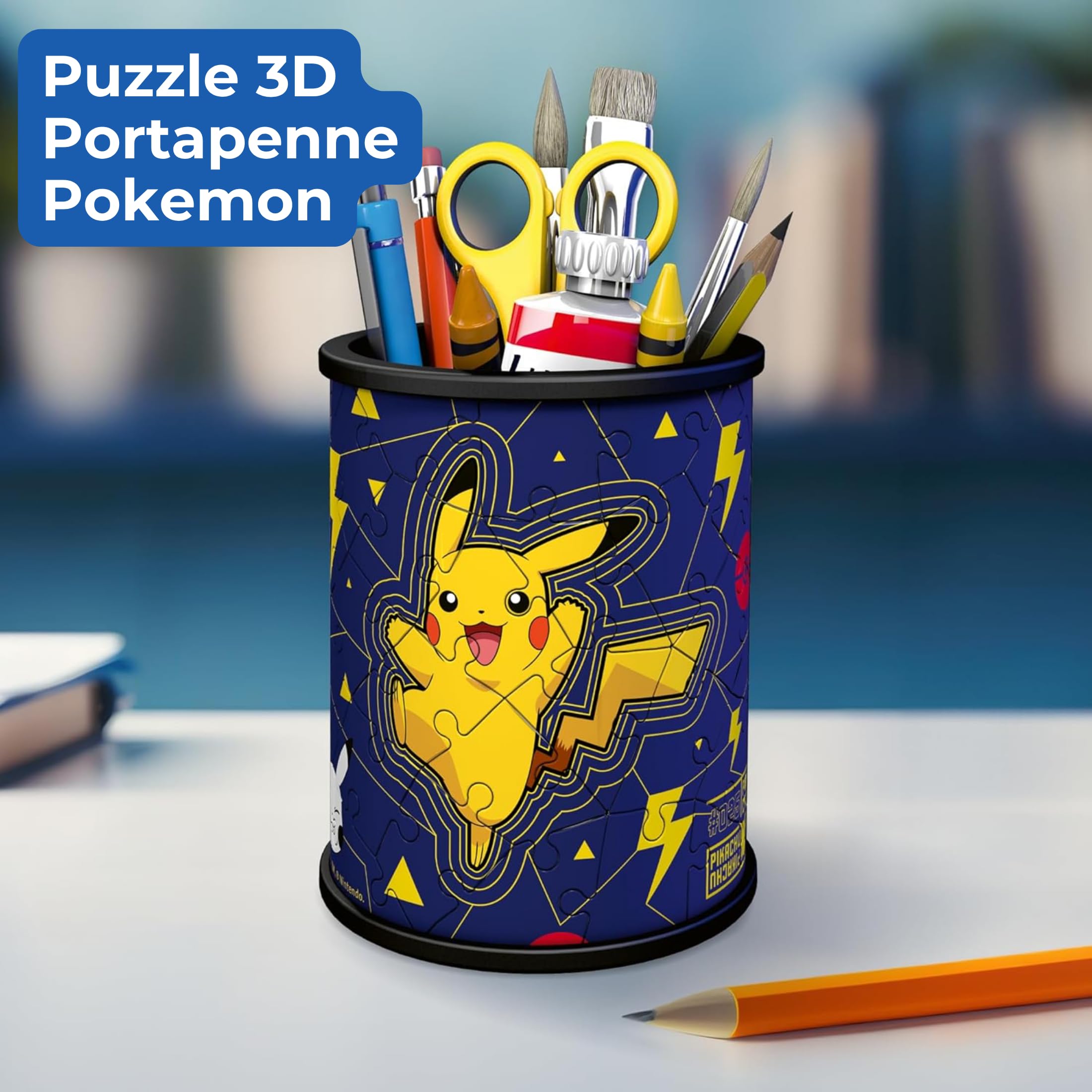 Ravensburger Pokemon Puzzle 3D Portapenne 57 Pezzi Regalo Bambino 6 Anni Gioco Gadget Pikachu