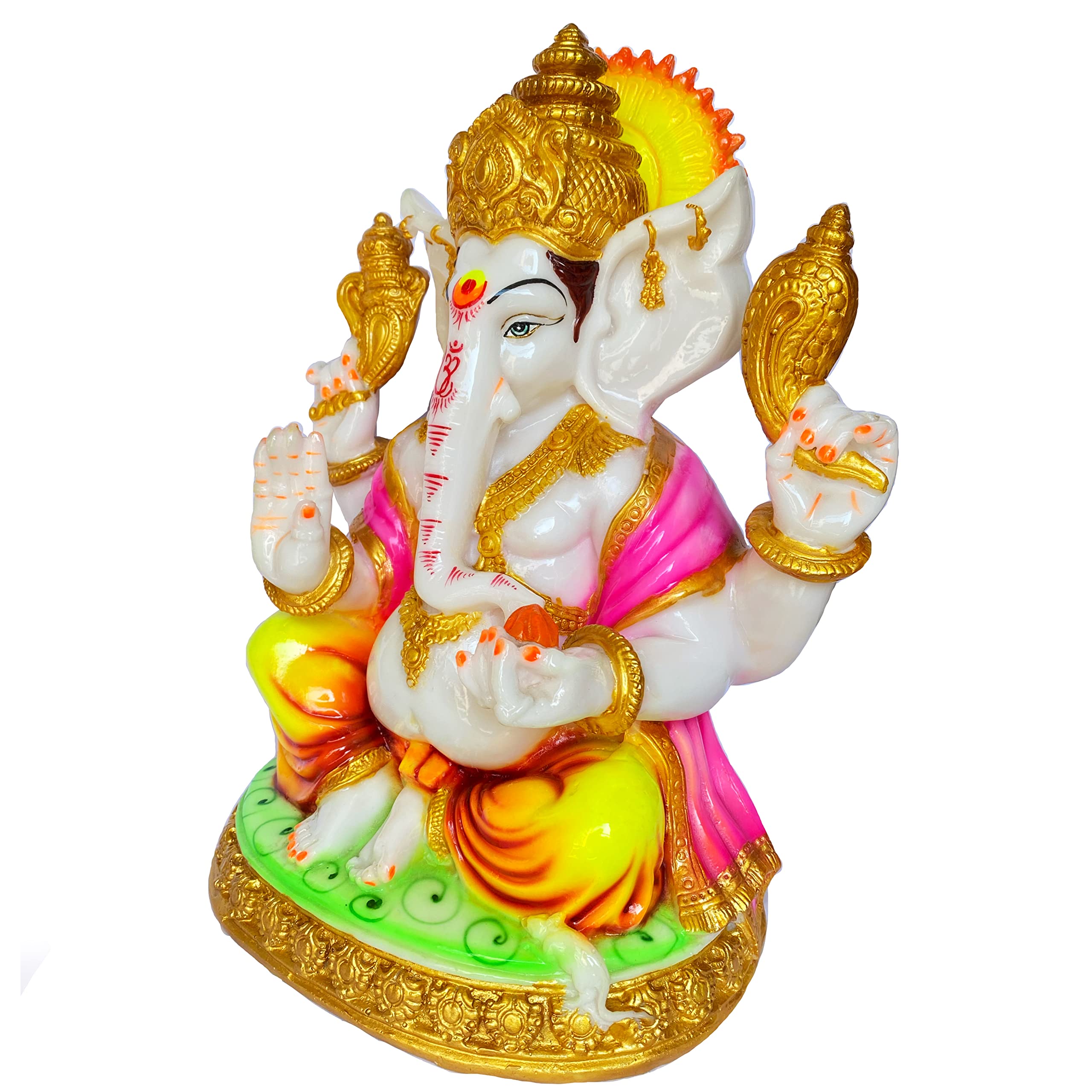 KRISHNAGALLERY1 Marble Dust Ganesh Ji Murti Ganesh Statue Murti Idol Home Pooja Gift Office Decor Big Large Size 14 Inch (Multicolor) 1