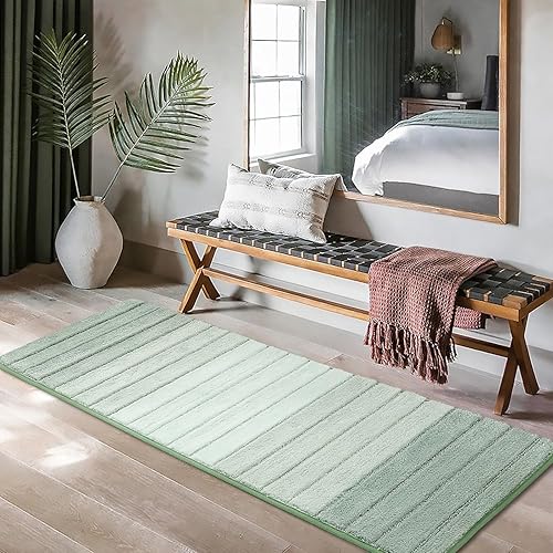 Miniatura 2 de Kmson Tapete de baño degradado, antideslizante, ultra suave y absorbente de agua, lavable a máquina, de secado rápido, tapete para puerta de