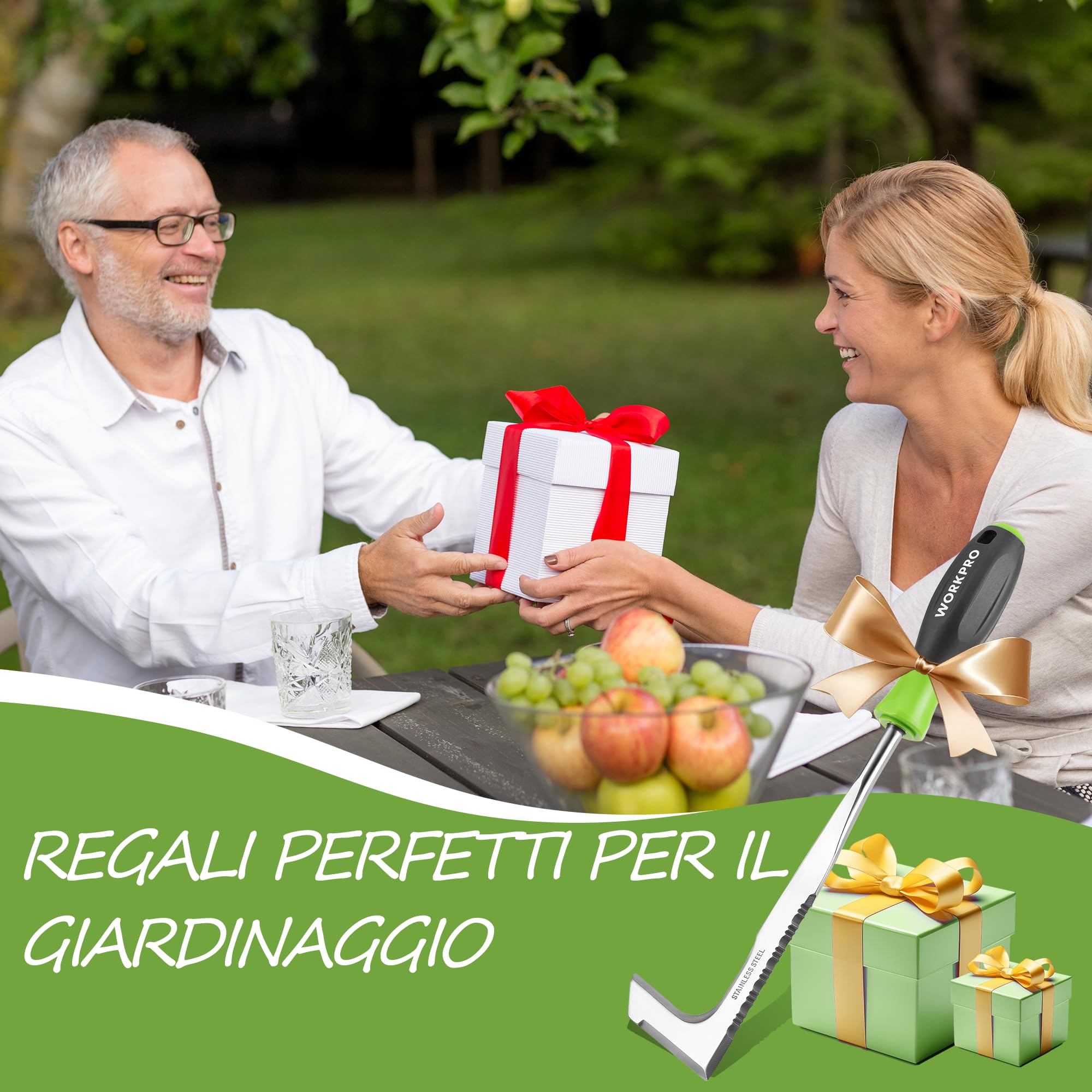 WORKPRO Estirpatore Erbacce Manuale, sarchiatore per erbacce con bordo seghettato, estirpatore erbacce da giardino per rimuovere muschio ed erbacce da 30,5 cm con manico