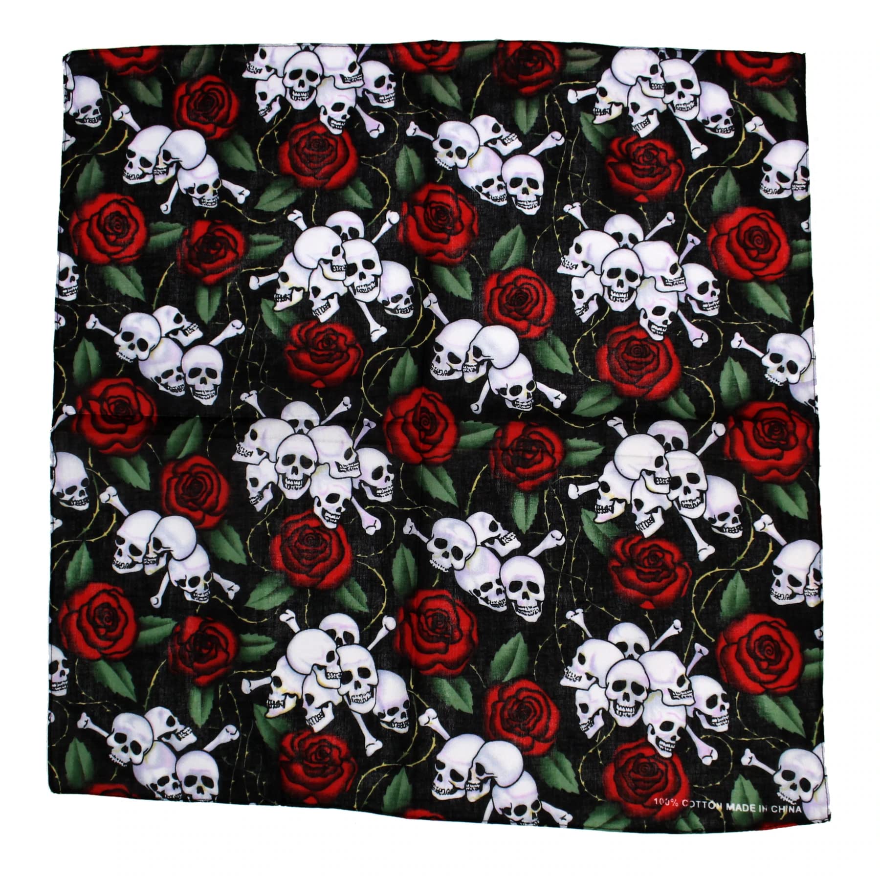 Topkids Accessories Black Bandanas Headband Skull Pirate Hair Scarf Men Women Motorbike Mask Gothic Alternative Clothing Crossbones Motorcycle Cotton Headscarf (Skulls & Roses)