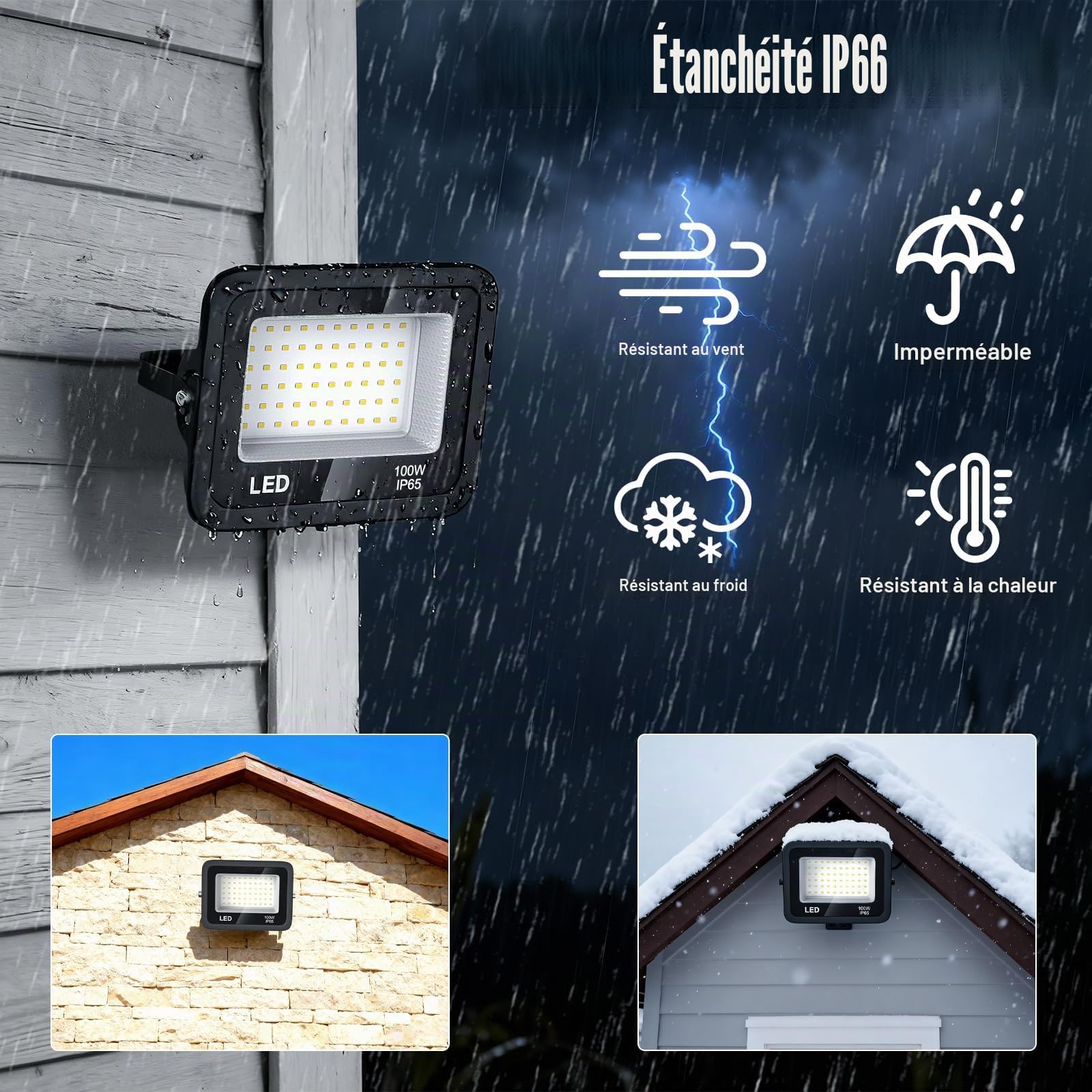 2 Pièces Projecteur LED Extérieur 200W, 6500K Blanc Froid Projecteur LED, 20000LM Super Lumineux Éclairage Mural, Spot LED pour Terrasses, Parking, Hôtel, Garage,Jardin, Allée