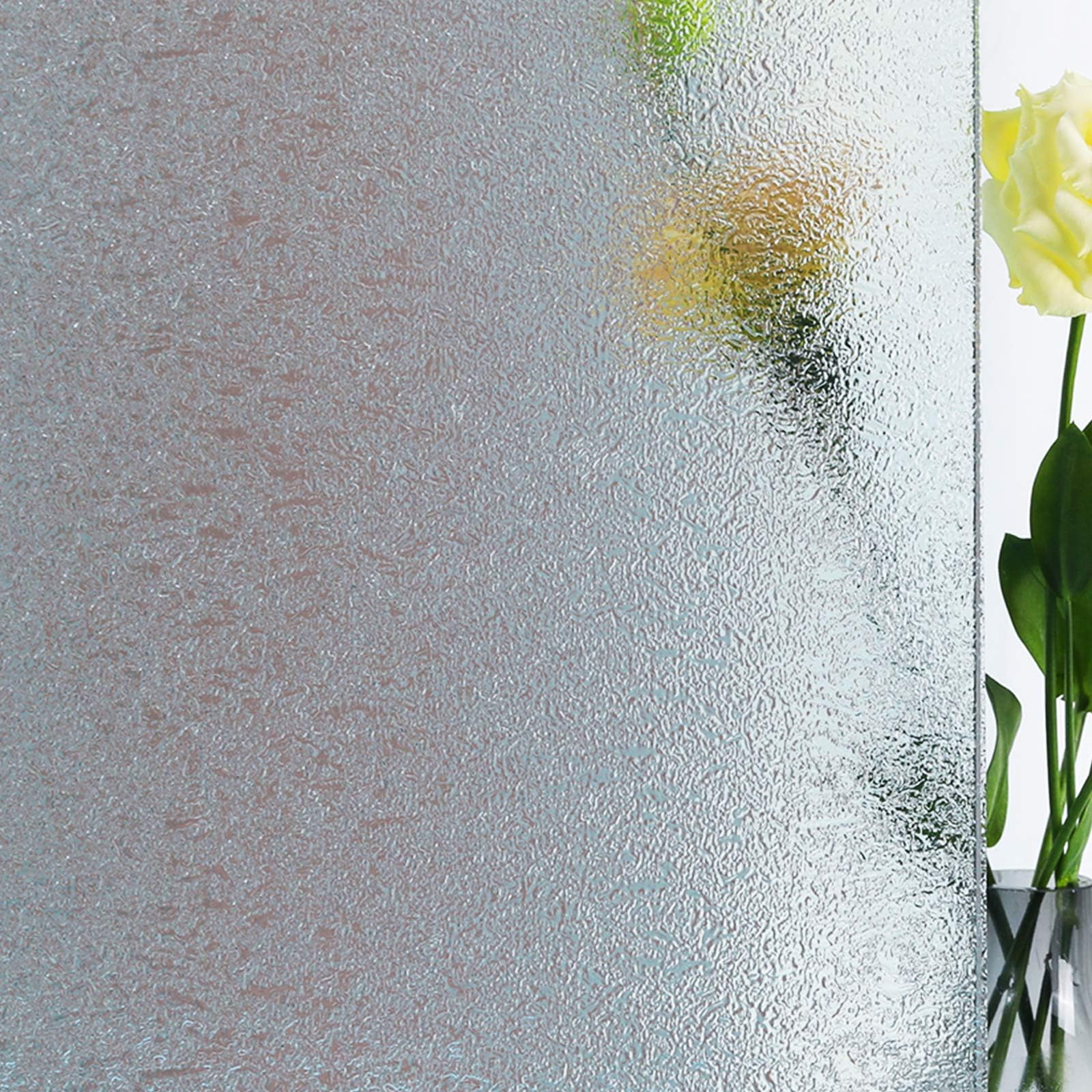 Privacy Window Film Decorative Water Glass Sliding Door Tint Static Cling Etched Crystal Cover No Glue Removable Anti UV Heat Control Decal Contact Paper for Home Office,17.5x78.7in.