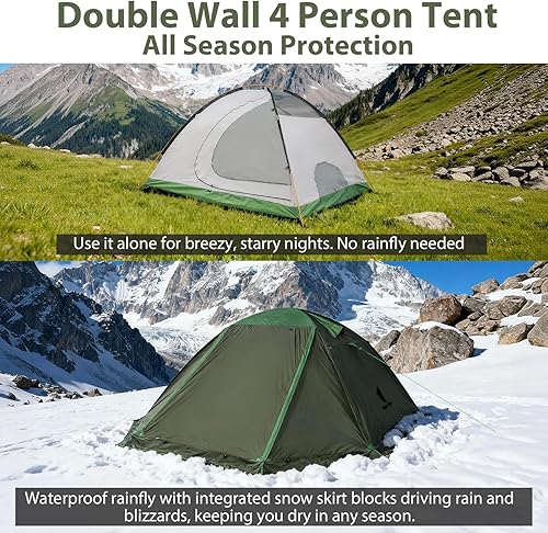 Miniatura 4 de GEERTOP Tienda de campaña para 4 personas y 4 estaciones para camping, impermeable, doble capa, fácil de instalar, tienda familiar para camping,