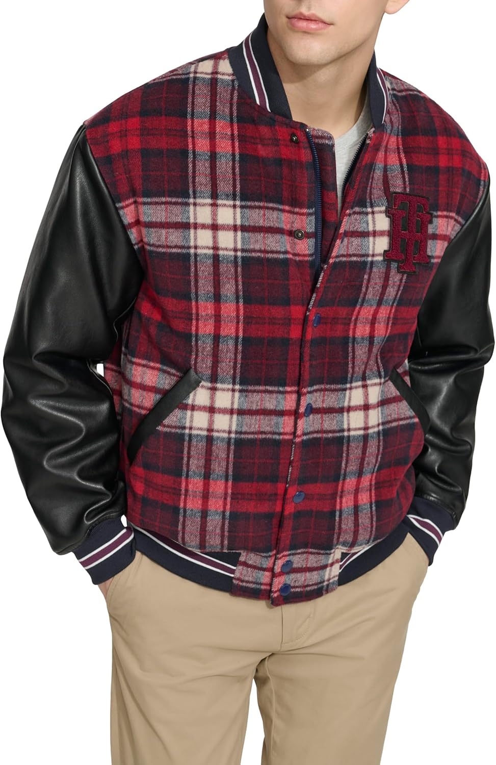 Tommy Hilfiger Men's Tommy Hilfiger Men's Mixed-media Bomber Jacket