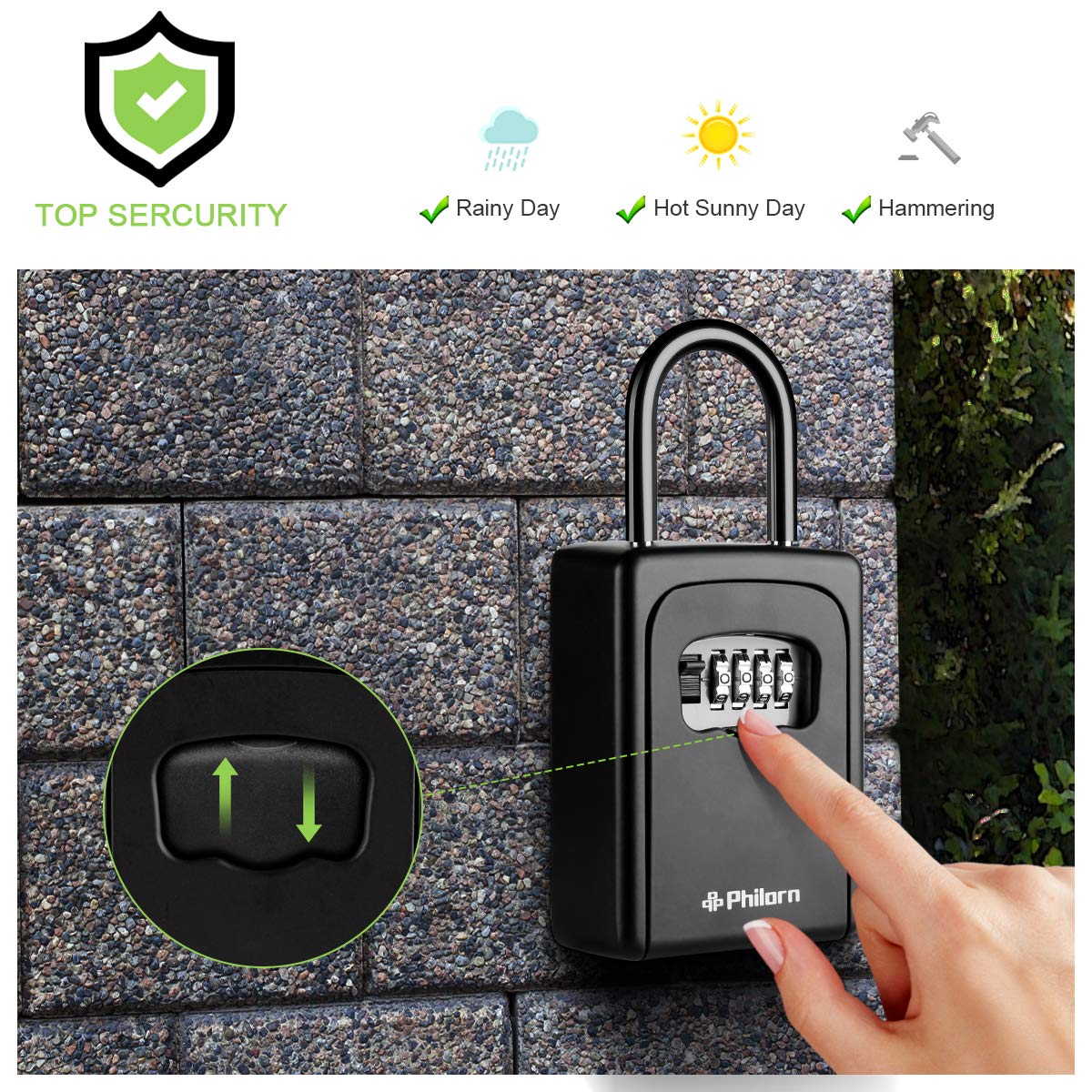 Buy Philorn Portable Key Lock Box, 4Digit Combination Lockbox