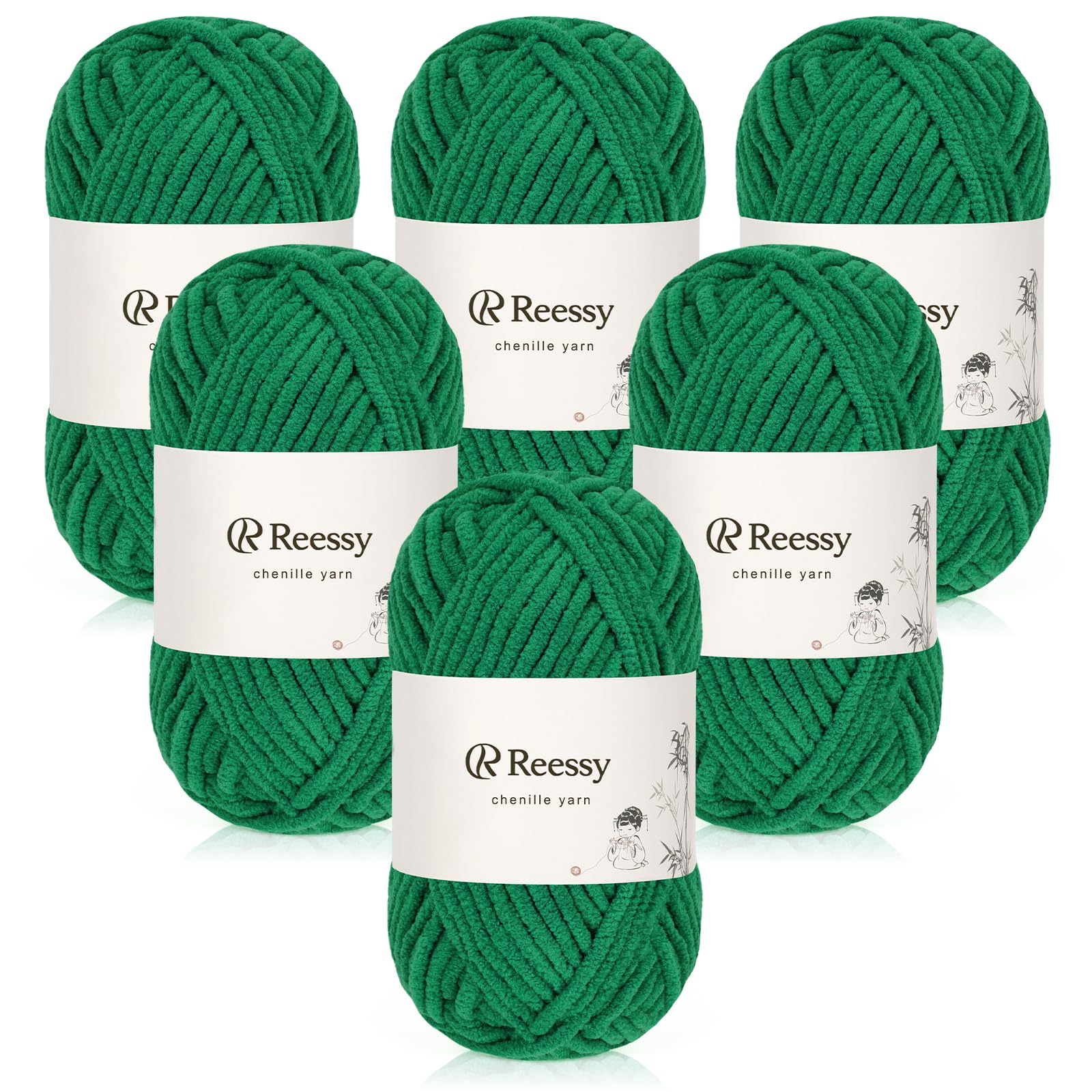 Reessy Chenille Yarn, Chunky Yarn Chunky Wool for Crochet-Emerald Green