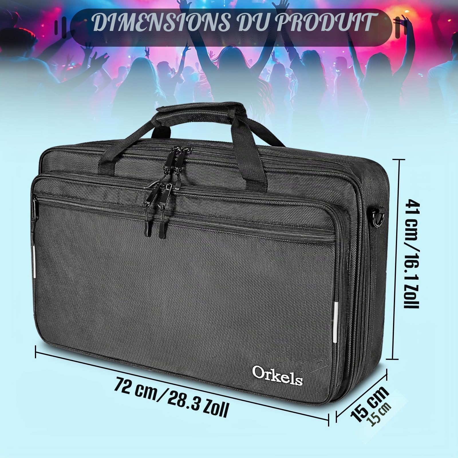 SUNDOY Sac de Transport DJ Compatible avec contrôleur Pioneer - Mallette de Transport résistante aux Chocs avec bandoulière et Compartiments pour Accessoires, Noir, 72x41x15-CM