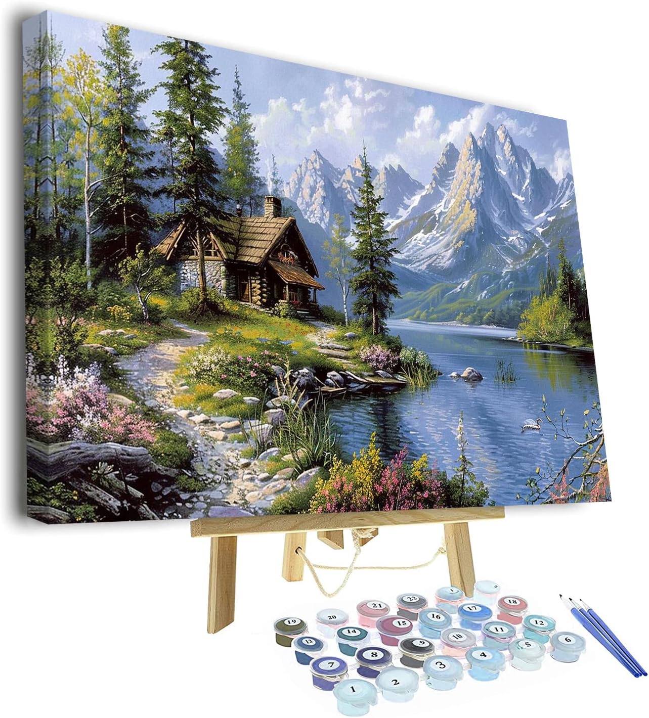 Vintage Cat Posters Paint by Numbers for Adults Beginners Painting Cat Sitting Book Shelf with Books DIY Oil Painting Kit Abstraction Canvas Craft for Home Wall Decor Gift 16x20 Inch with Frame