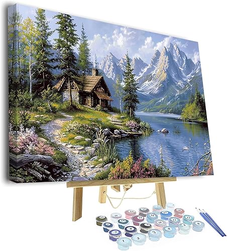 Miniatura 15 de Kit de pintura por números de playa con rocas para adultos, Moonbend DIY Kit de pintura al óleo, lienzo nocturno, pigmento acrílico, pintura de