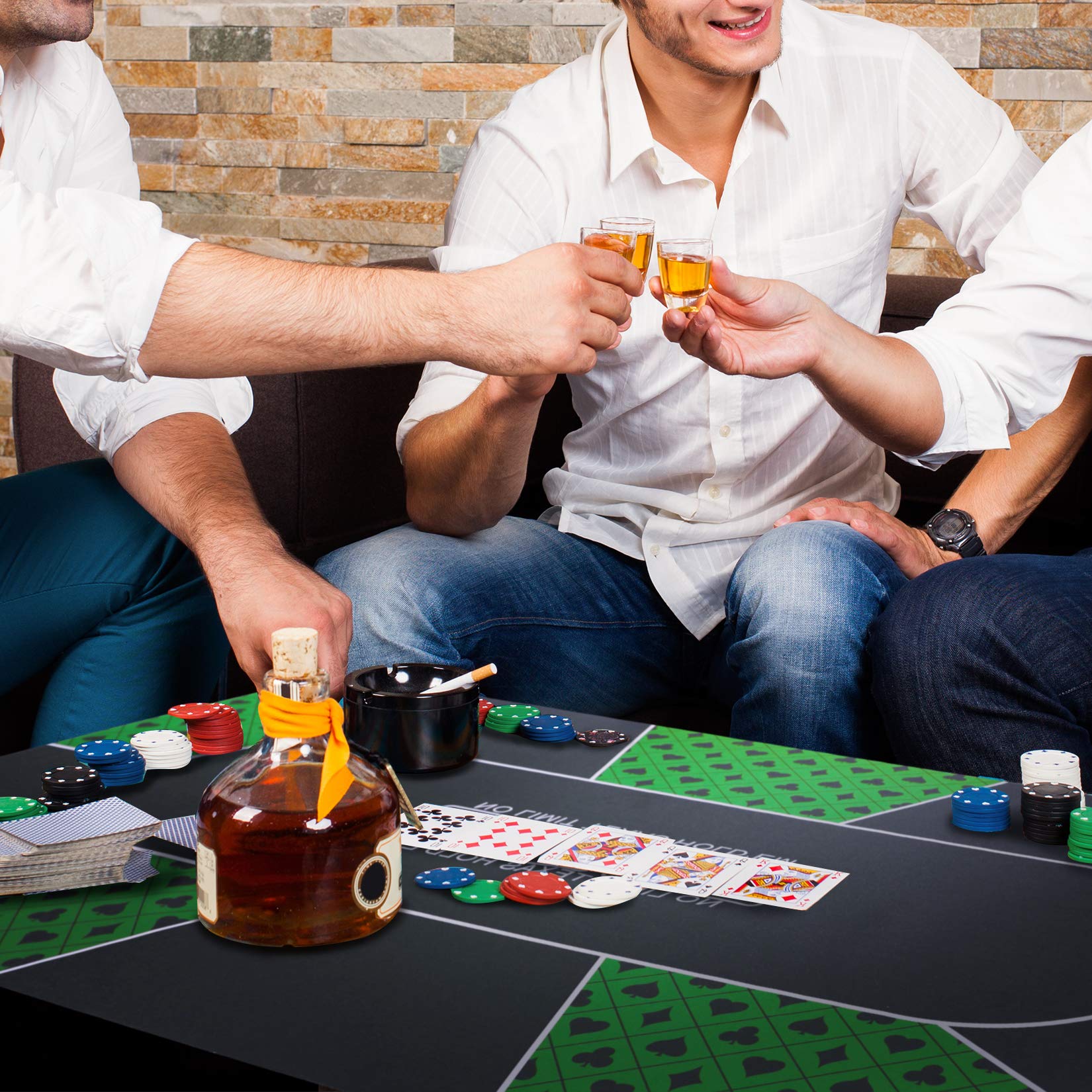 ORIENTOOLS Pokermatte Pokerteppich, Deluxe Pokertuch, Tragbare Gummi Pokerauflage, für 10 Spieler zum Kartenspiele, mit Tragetasche，90 x 180 x 0,2 cm (grün)