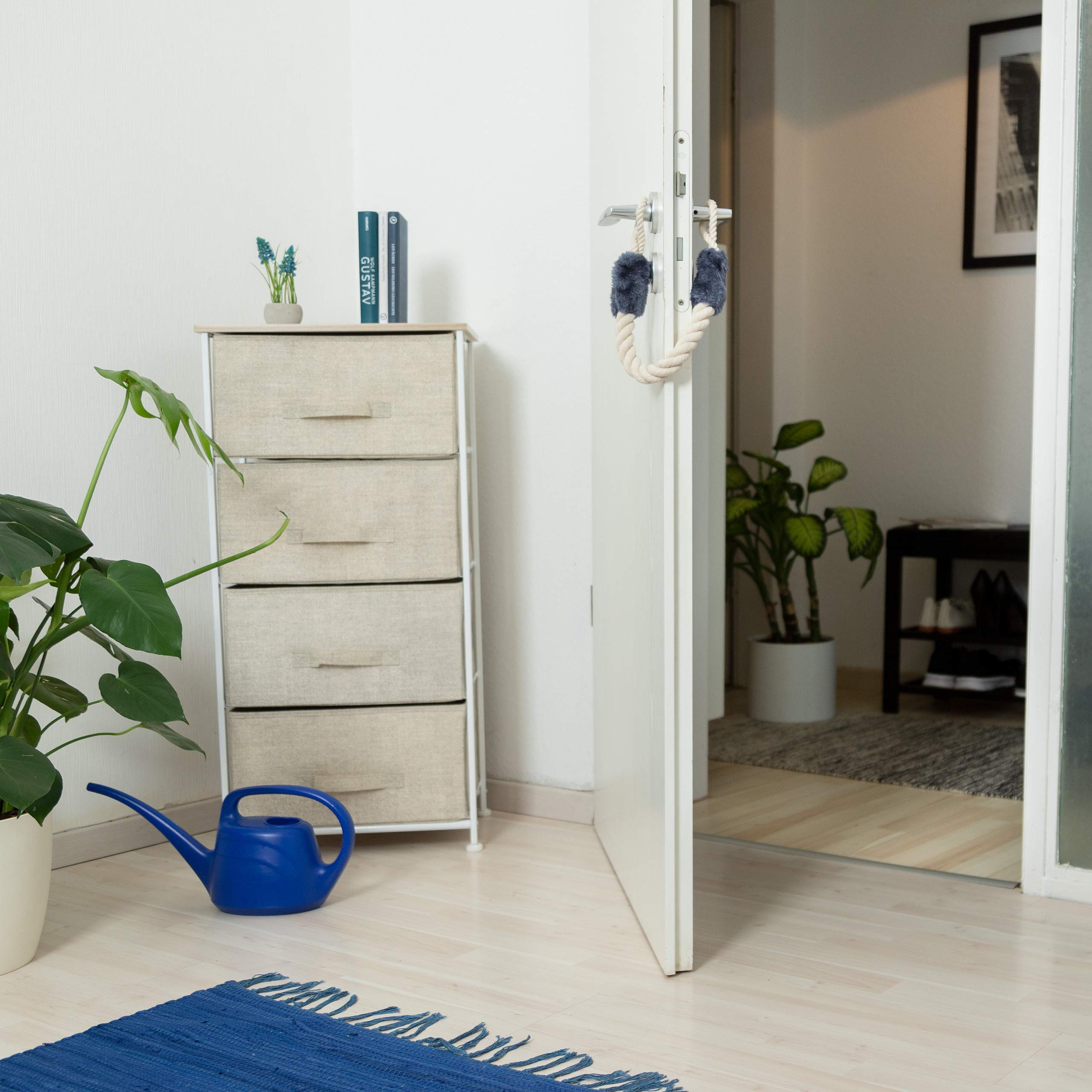 4 Fermaporta In Corda Di Cotone - Anti-sbattimento, Sicurezza Bambini E Animali, Per Maniglie Porte - Foto 6