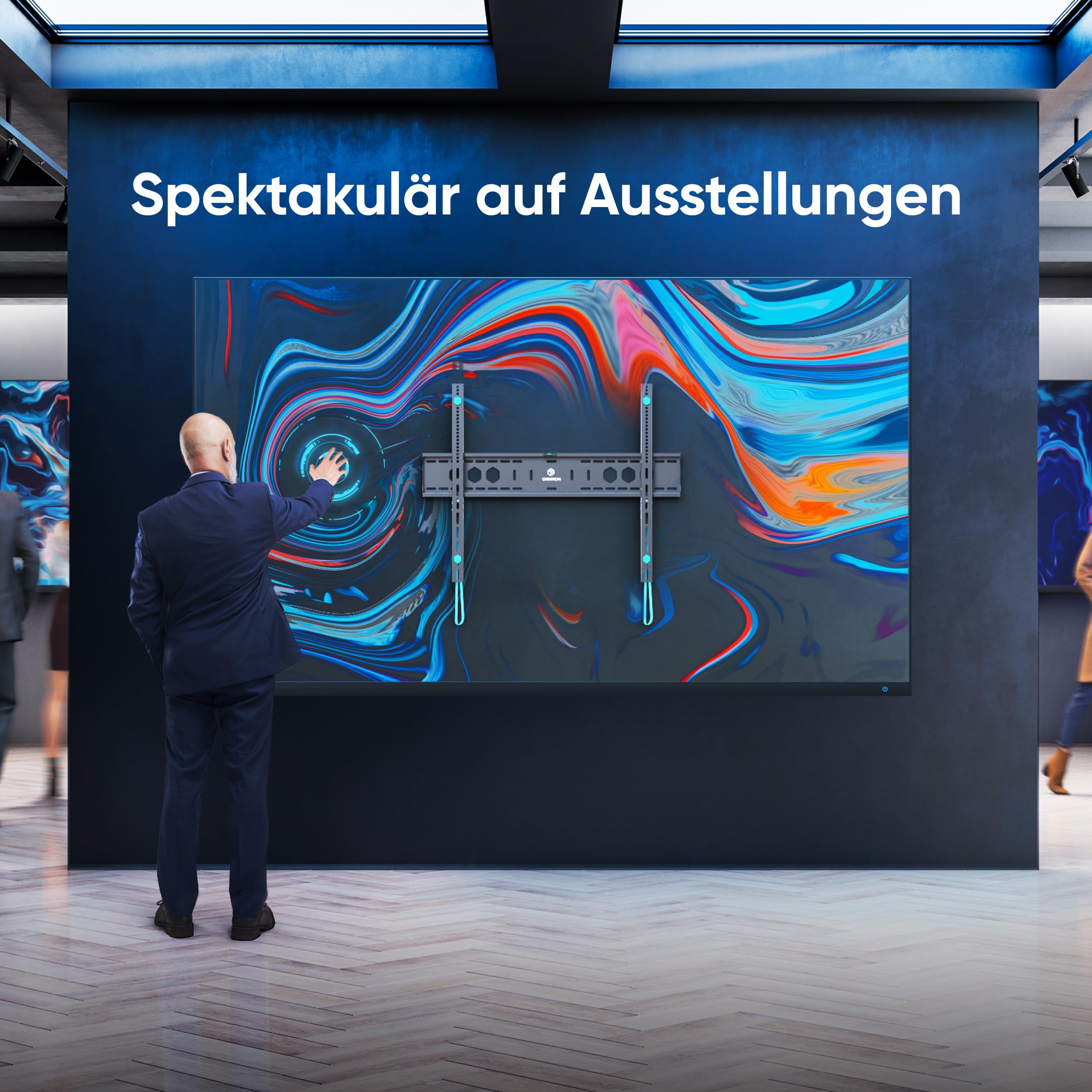 ONKRON TV Wandhalterung flach für 60-110 Zoll Fernseher bis zu 120 kg, Ultra Slim Wandhalterung Fernseher fest, TV Halterung starr mit max VESA 900x600, große Fernsehhalterung Wand Schwarz UF12-B