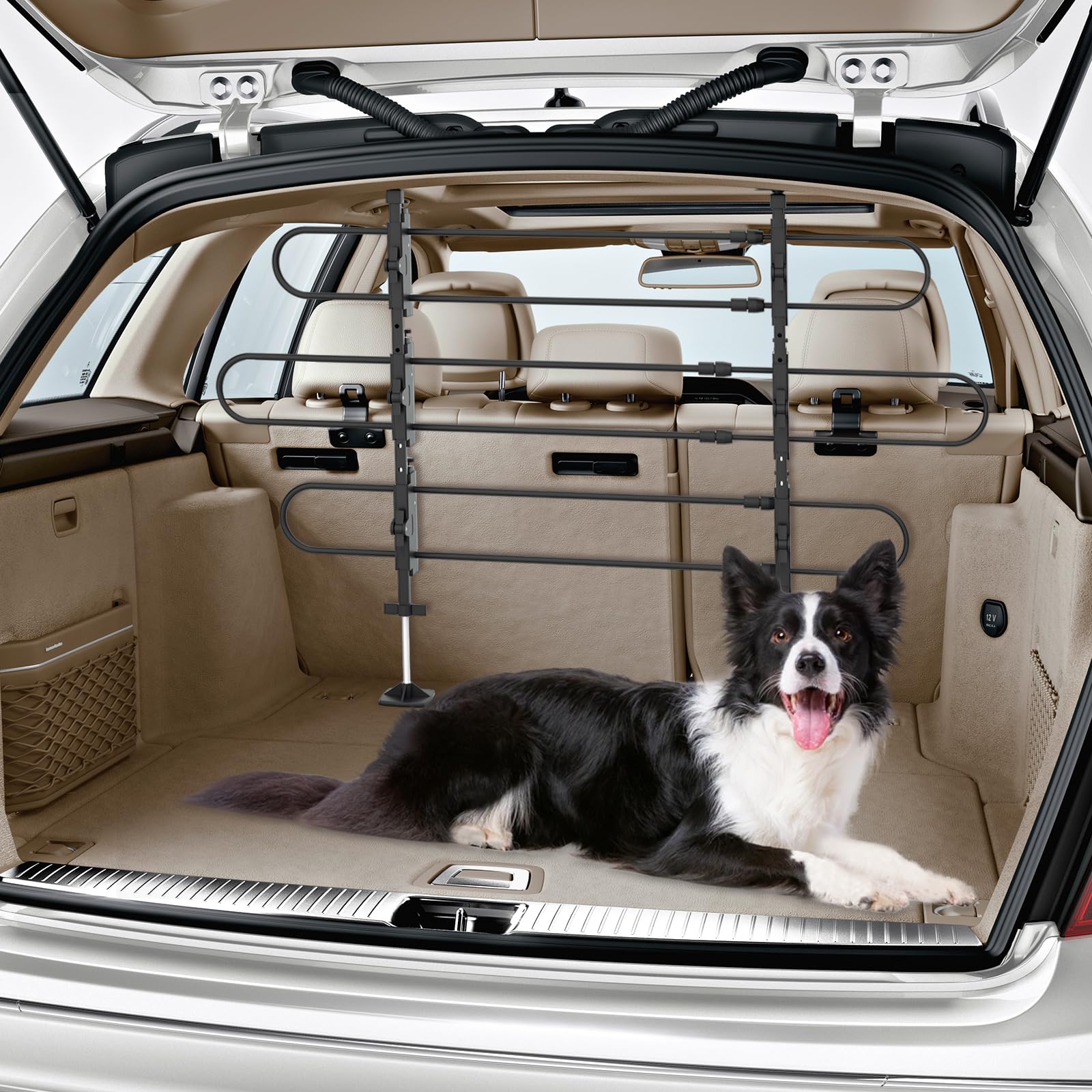 Magshion Adjustable Dog Barrier Universal for SUVs, Vehicles, Cars & Trucks, 34''-60'' Wide, 30''-50'' Tall, Metal Tubing Gate Divider