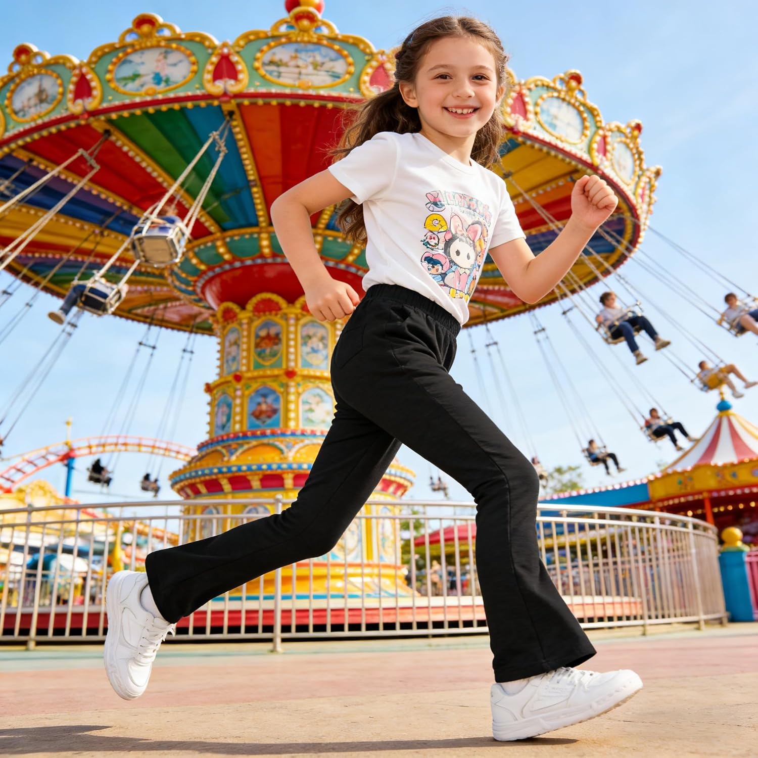 Girls Flare Leggings High Waist Bootcut Pants Bell Bottoms for Yoga Leisure Sports School Uniforms Travel