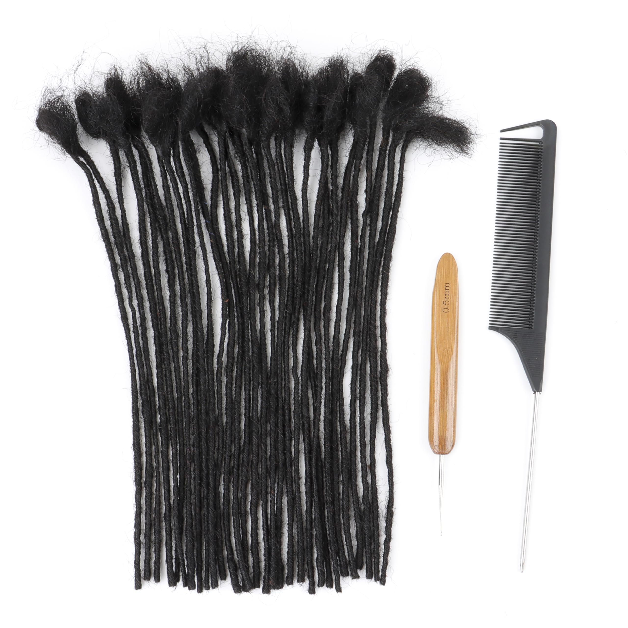 6inch 10 Strands 0.2cm Width 100% Human Hair Dreadlock Extensions, Full Handmade Loc Extensions Human Hair for Men Women Kids, Permanent Dread