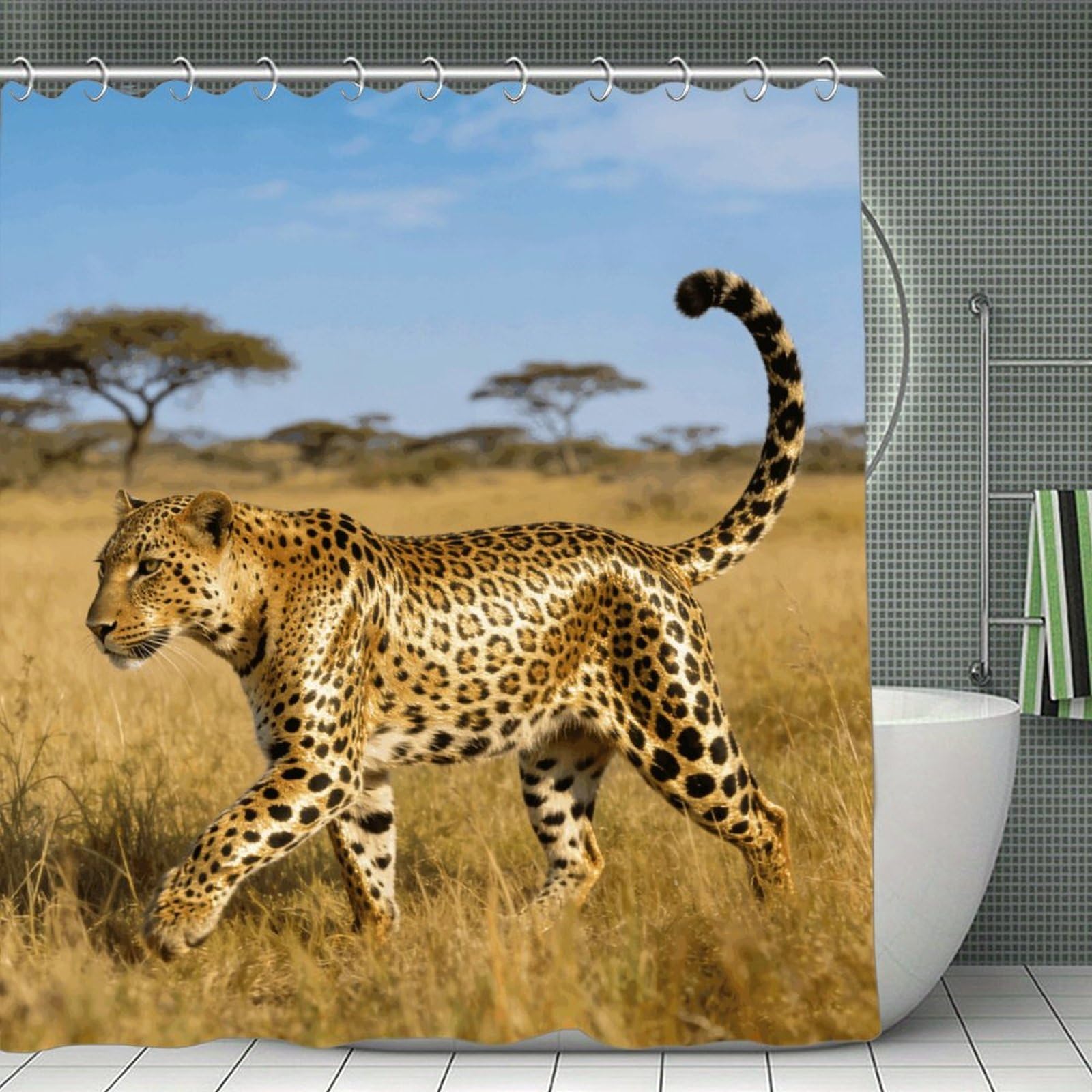 FekiLoot Solo Walk on The Grassland Shower Curtain with Hooks Modern Farmhouse Bathroom Curtain Waterproof Cloth Bath Curtains Cute Washable Blackout Privacy Curtains for Bathroom Bathtub 70.8"x70.8"