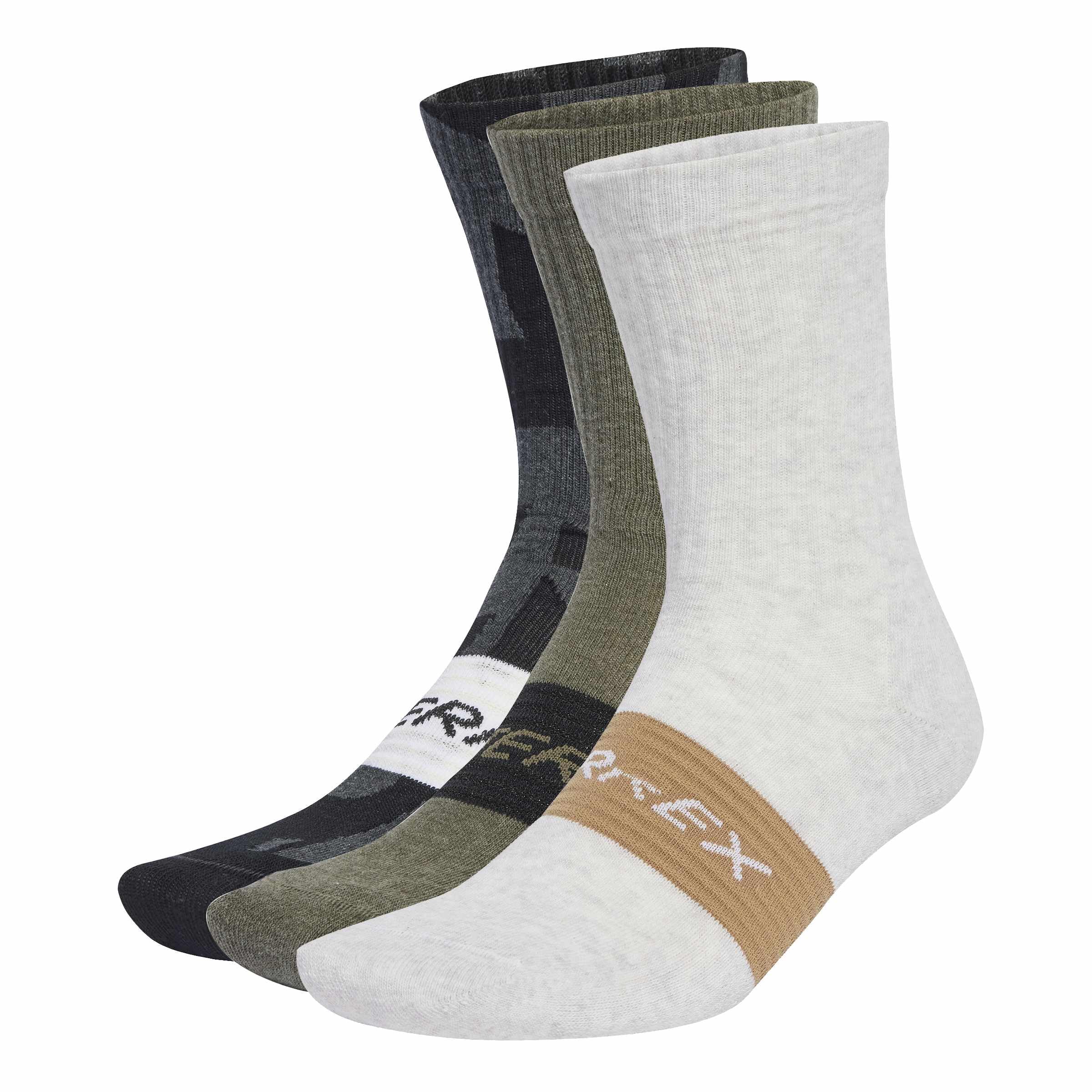 adidas Unisex Terrex Multi 3 Pack Sock Socks, Black/Olive Strata/White, 4.5-6