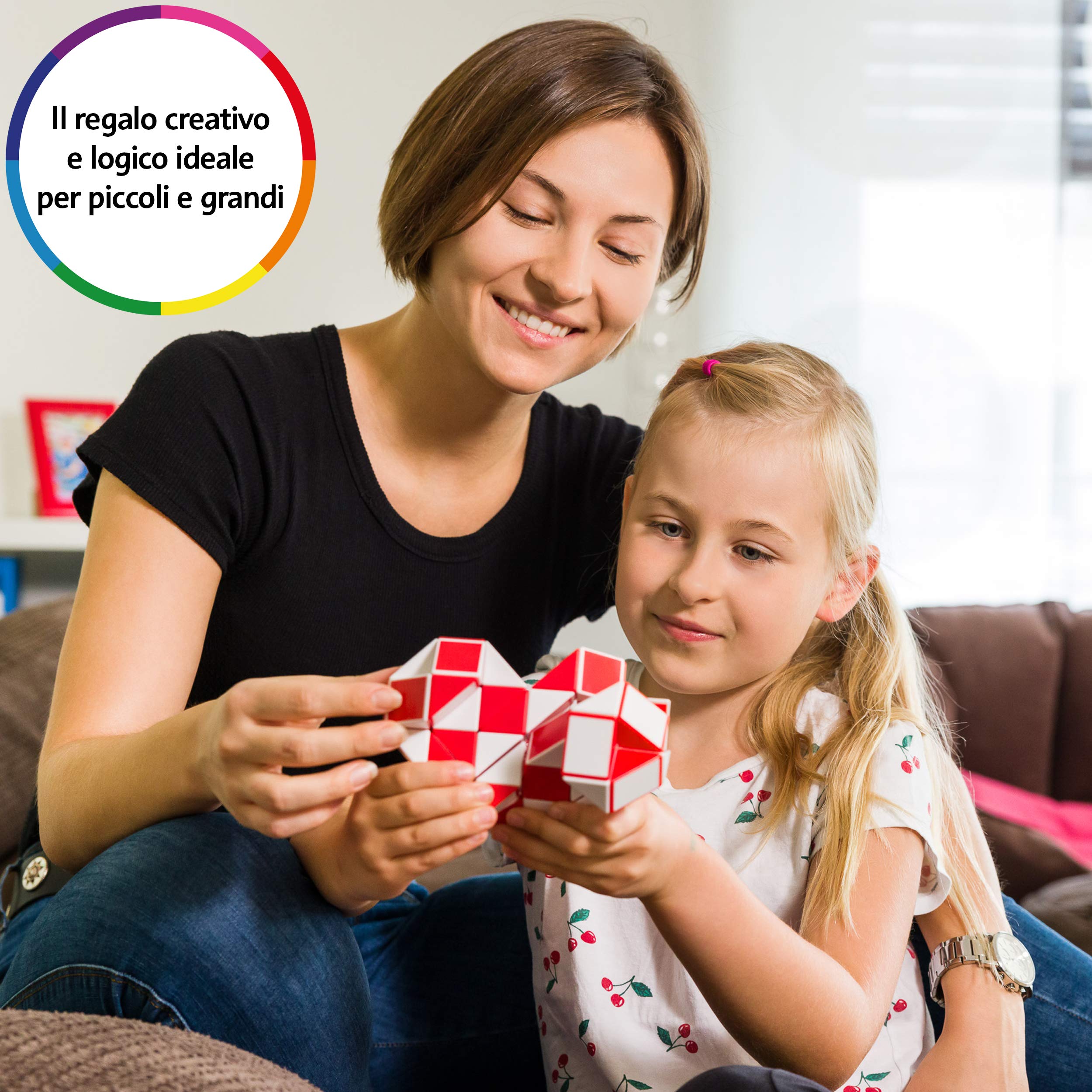 CUBIDI® Mini Serpenti Magici Puzzle – Gadget Regalo di Compleanno bambini, Regalini Festa Bambini – Serpente Giocattolo, Gioco Rompicapo Bambini e Adulti, Magic Snake - 24 Blocchi (Arancio)