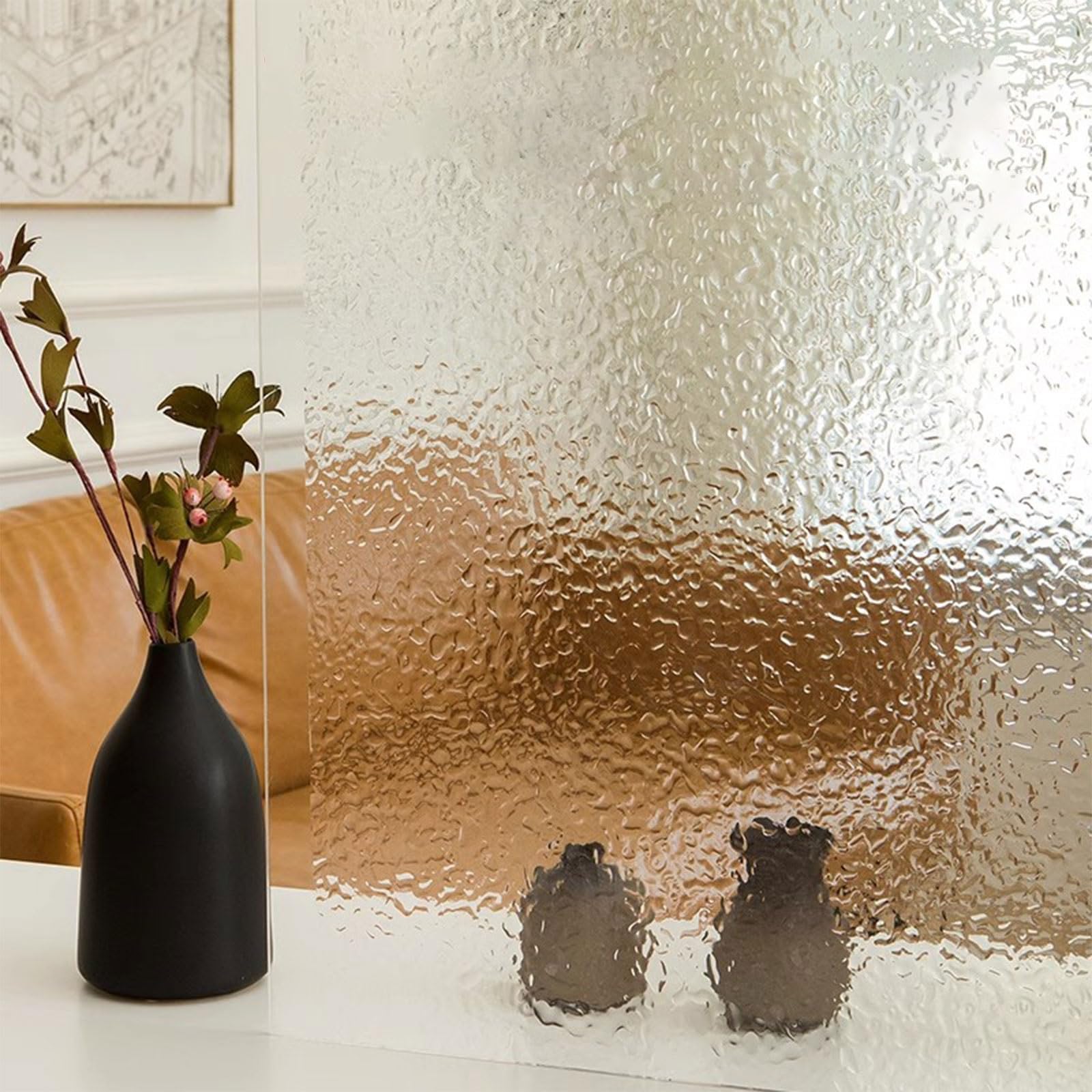 3D Fensterfolie Dreidimensional Glasfolie Statische Haftung Sichtschutzfolie PVC Glas Aufkleber Dekorativer Folie Nicht Kebend Abnehmbare Milchglasfolie UV-Schutzfolie für Zuhause Büros Küchen