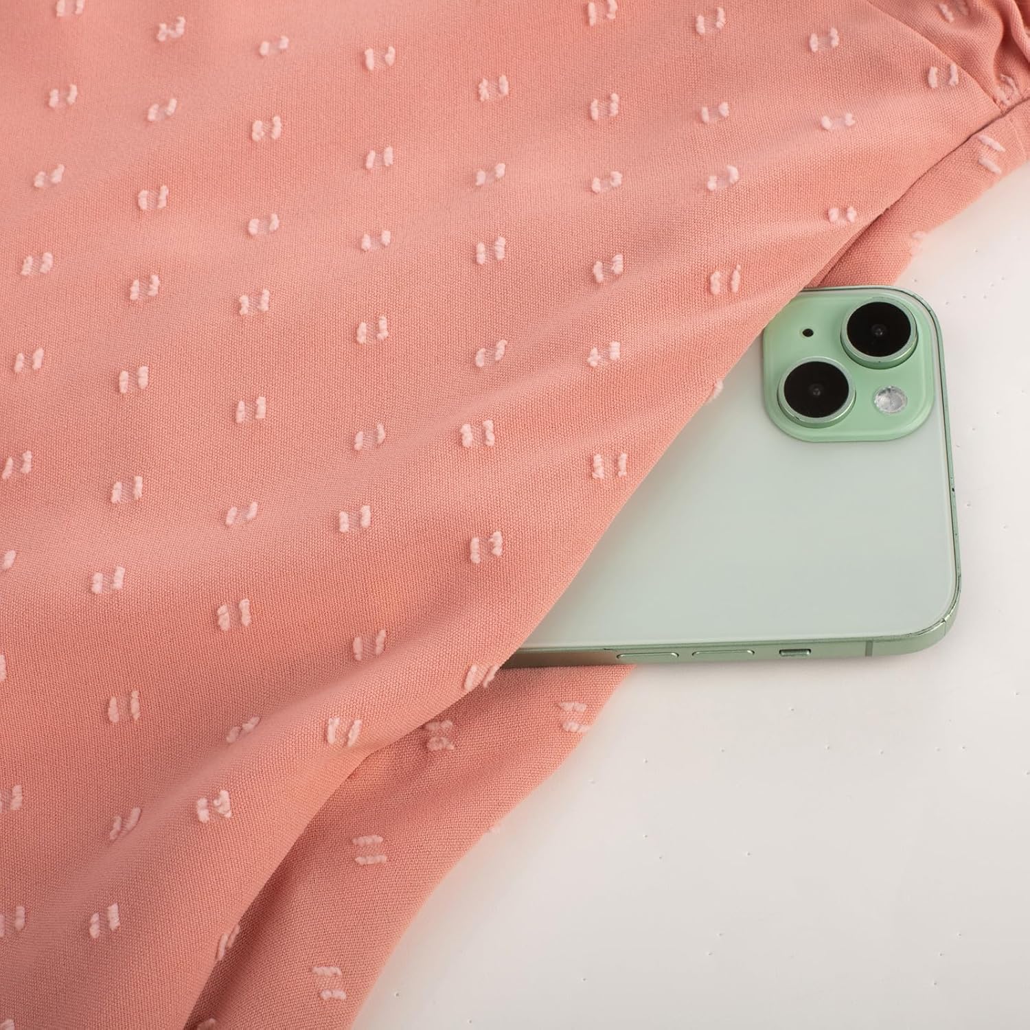 Belle Poque Women 2025 Summer Sundress Spaghetti Strap Swiss Dots A-line Midi Dresses with Pockets - Image 3